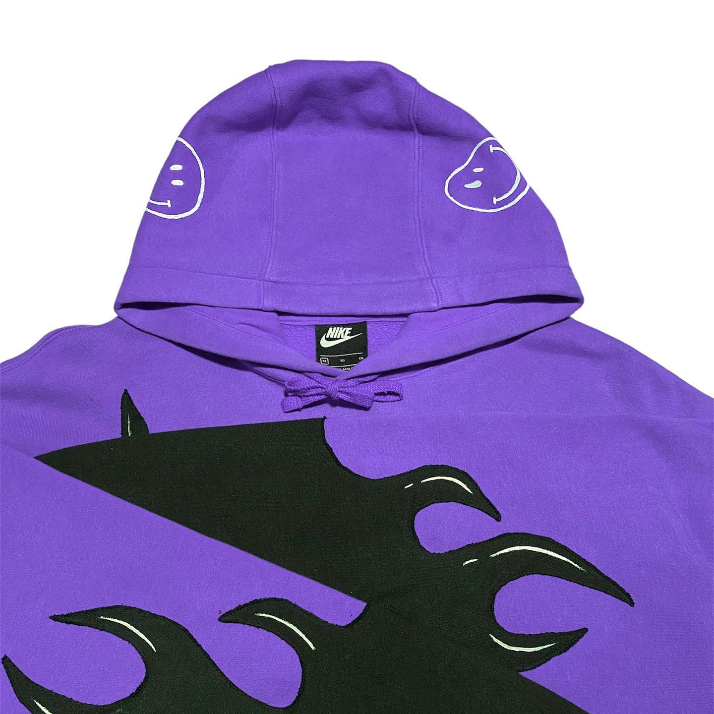 Reworked Nike Flames Hoodie Violet/Black