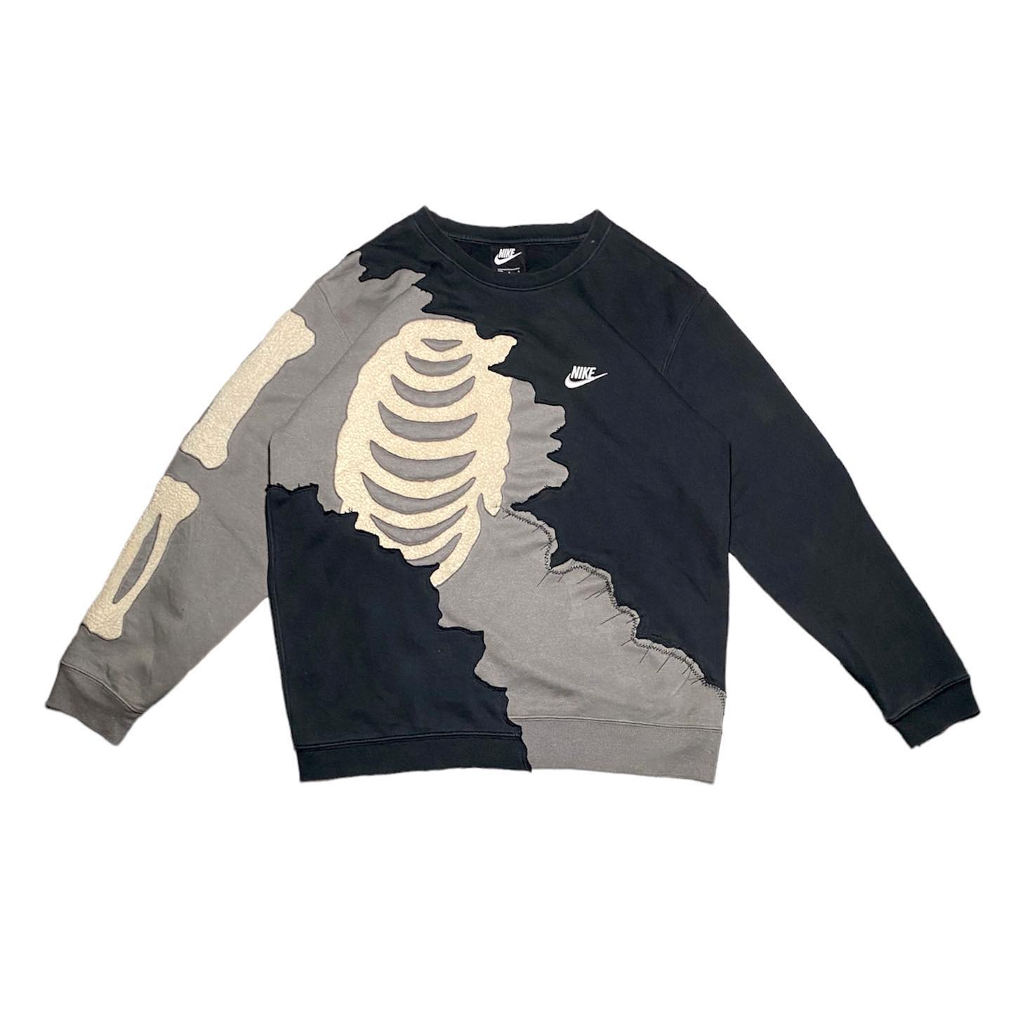 Reworked Nike Scratch Skeleton Sweatshirt Black/Gray