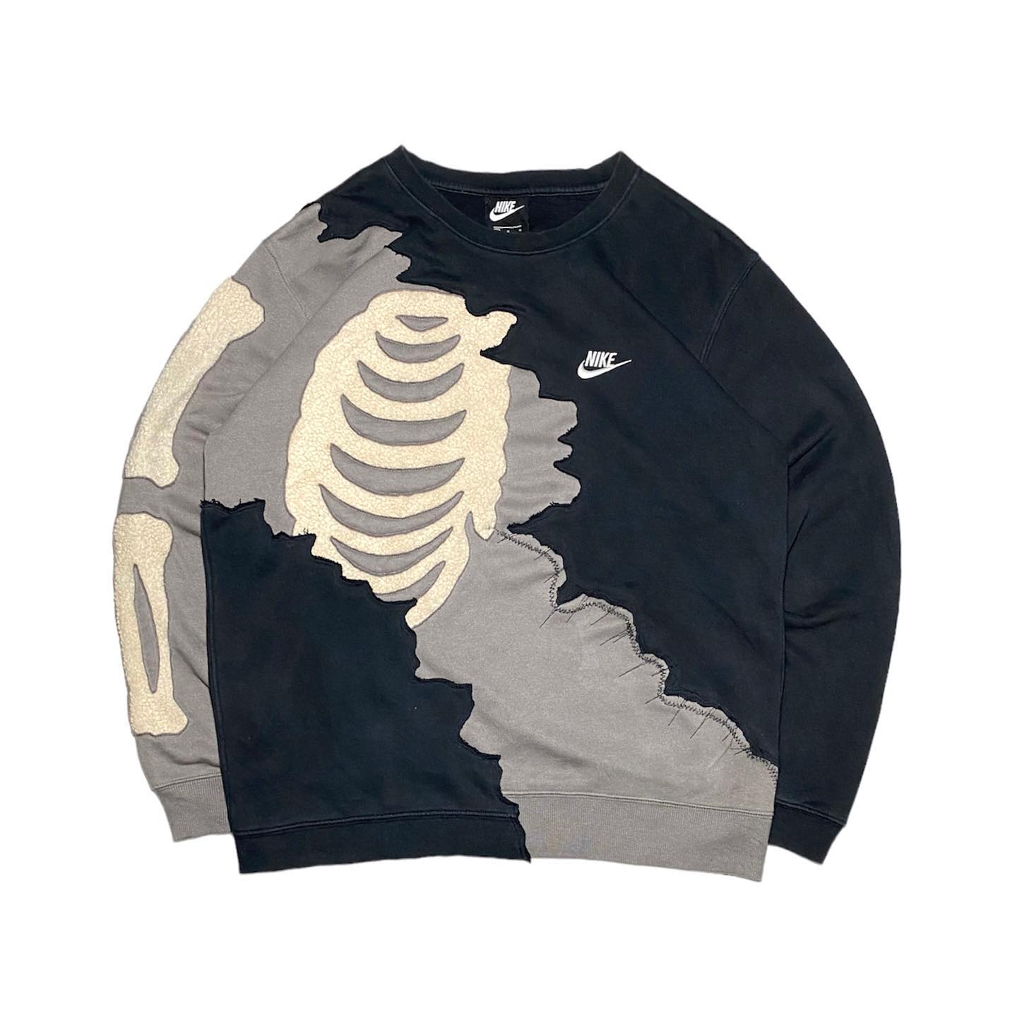 Reworked Nike Scratch Skeleton Sweatshirt Black/Gray