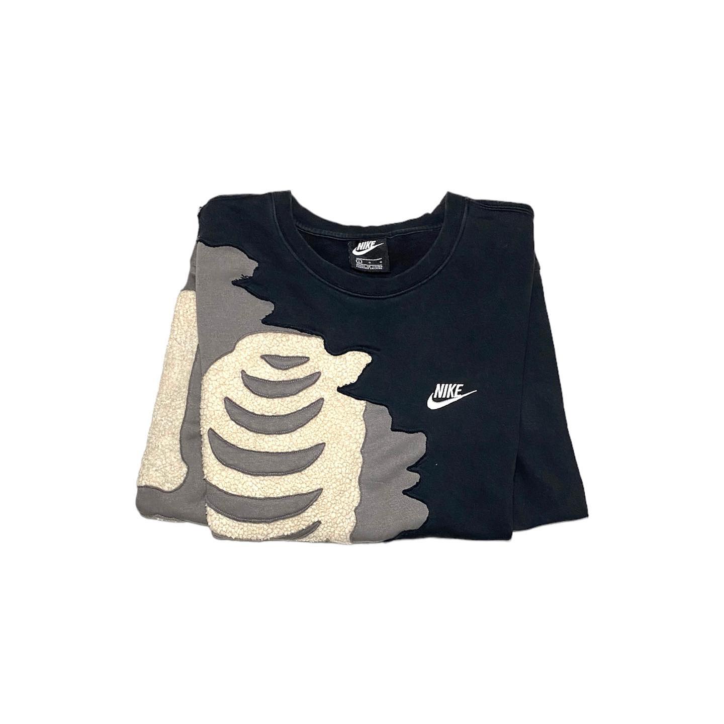 Reworked Nike Scratch Skeleton Sweatshirt Black/Gray