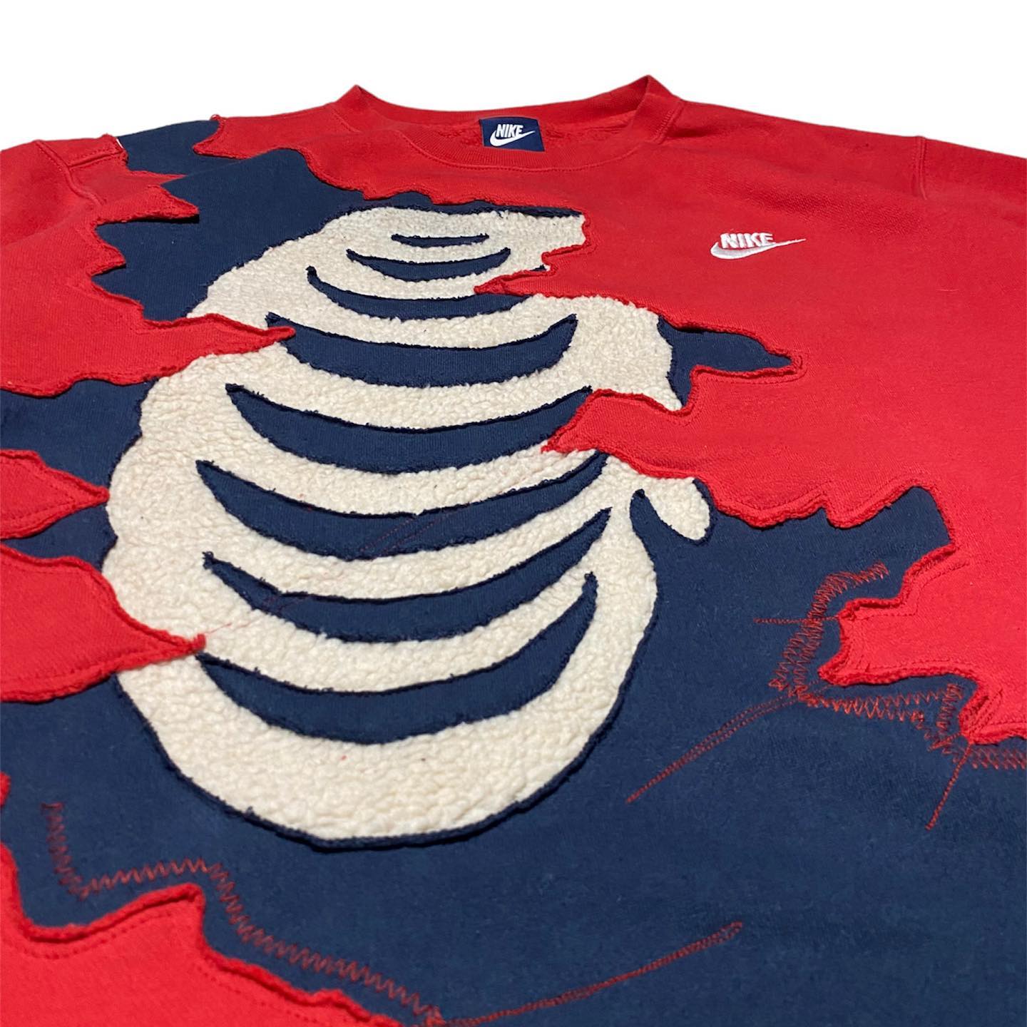 Reworked Nike Scratch Skeleton Sweatshirt Blue/Red