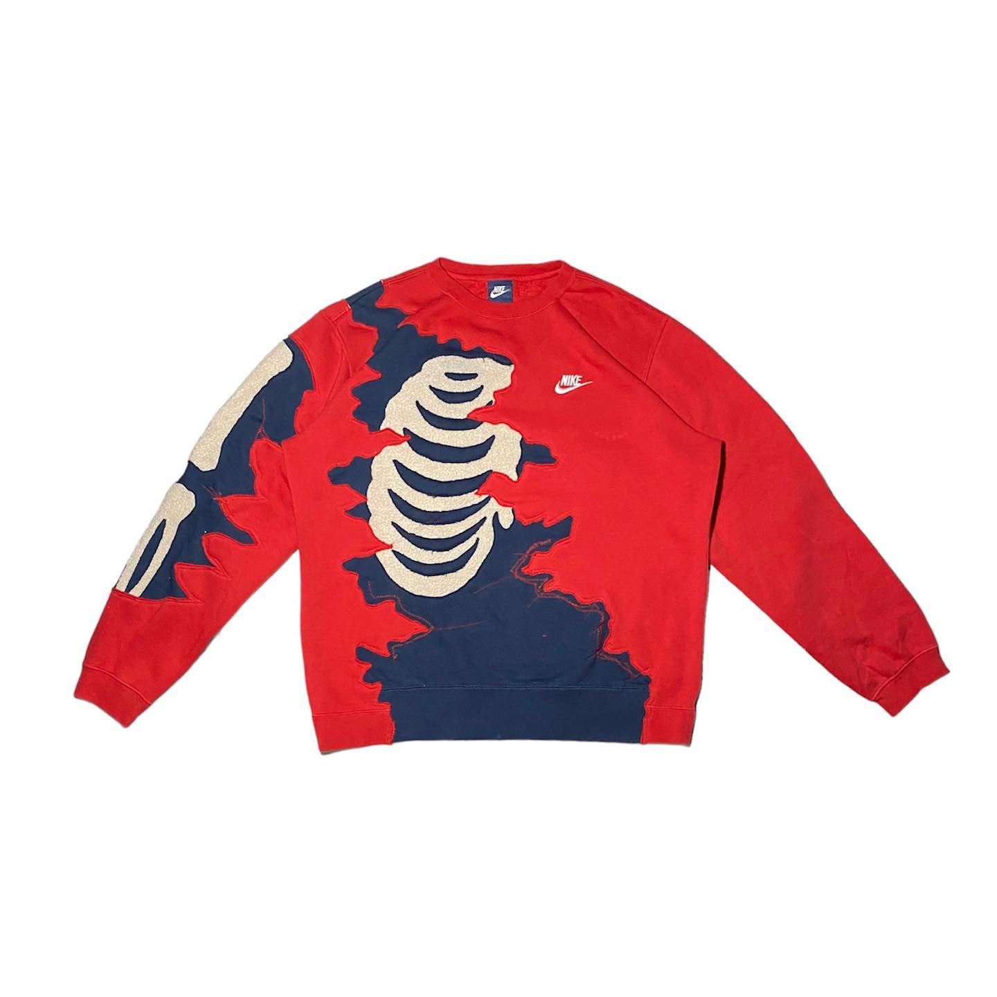 Reworked Nike Scratch Skeleton Sweatshirt Blue/Red