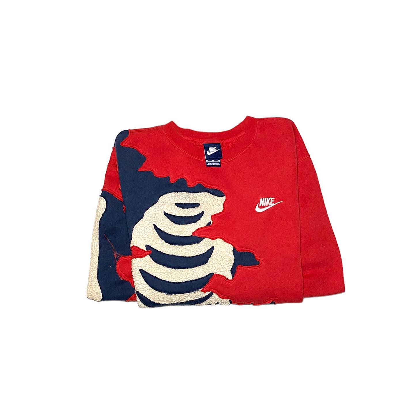 Reworked Nike Scratch Skeleton Sweatshirt Blue/Red