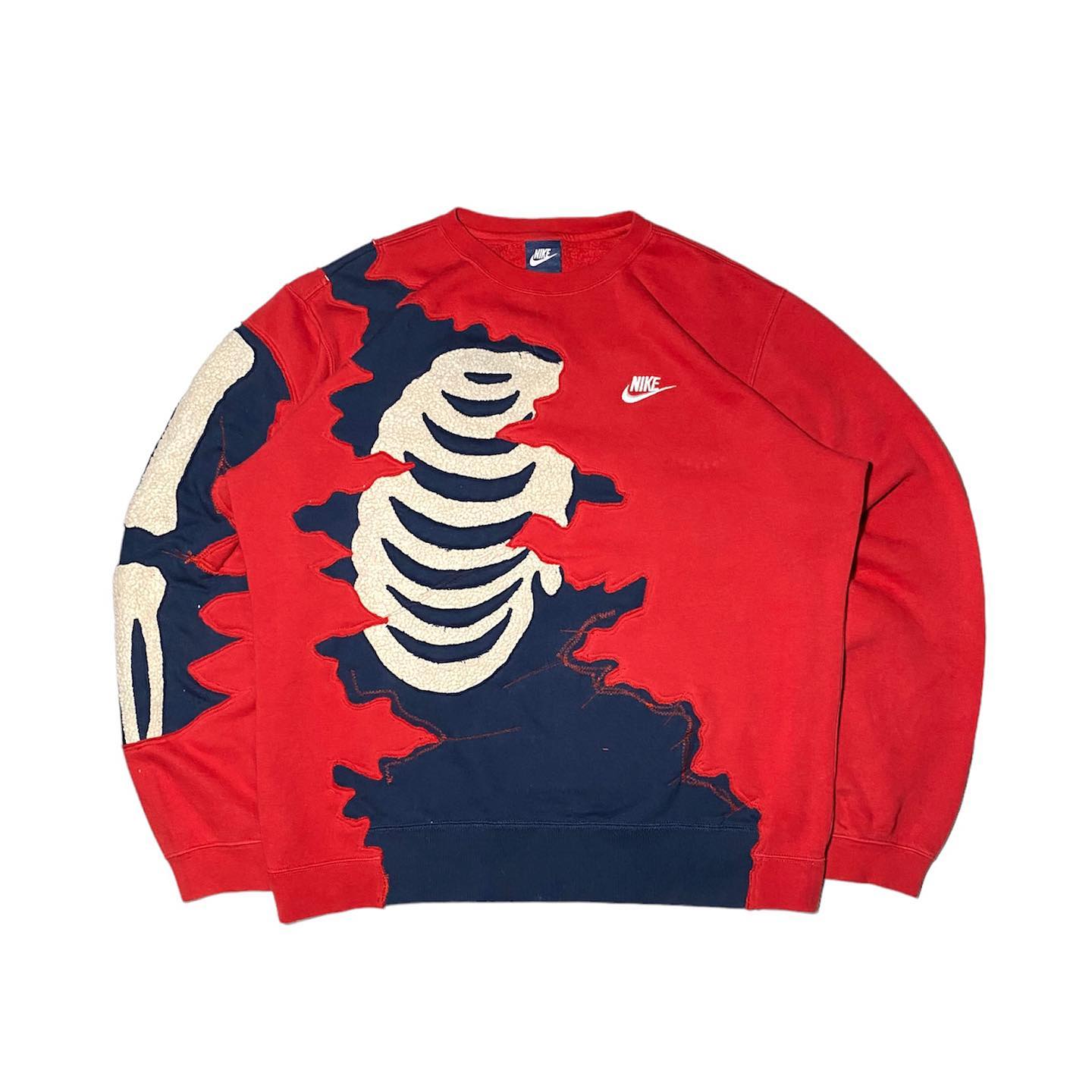 Reworked Nike Scratch Skeleton Sweatshirt Blue/Red