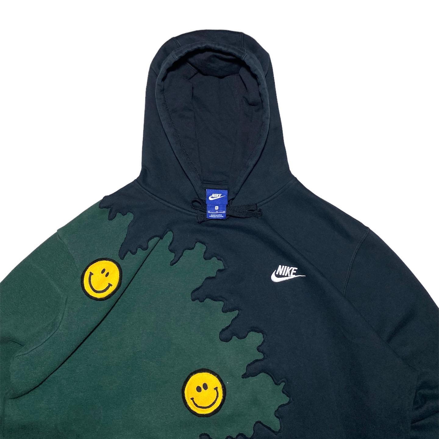 Reworked Nike Smiley Hoodie Black/Green