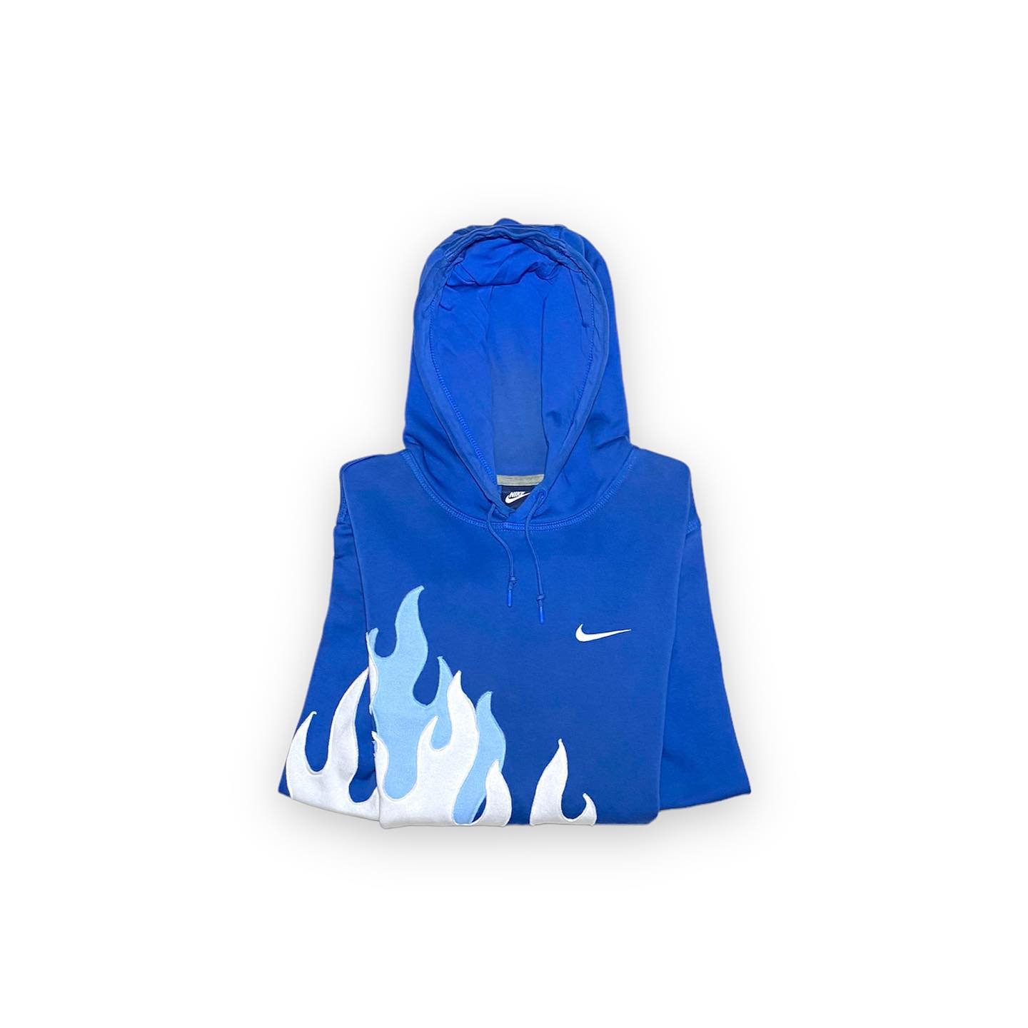 Reworked Nike Blue Flames Pocket Hoodie