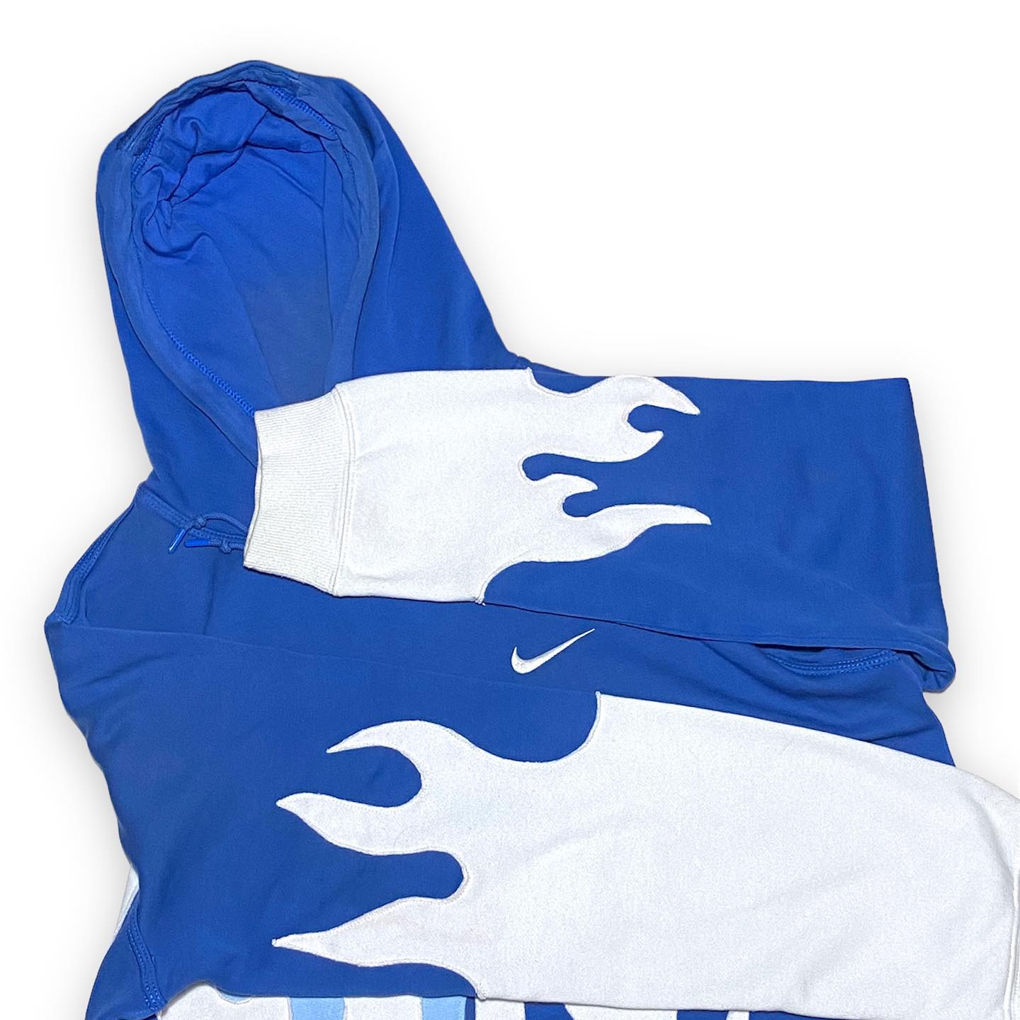 Reworked Nike Blue Flames Pocket Hoodie