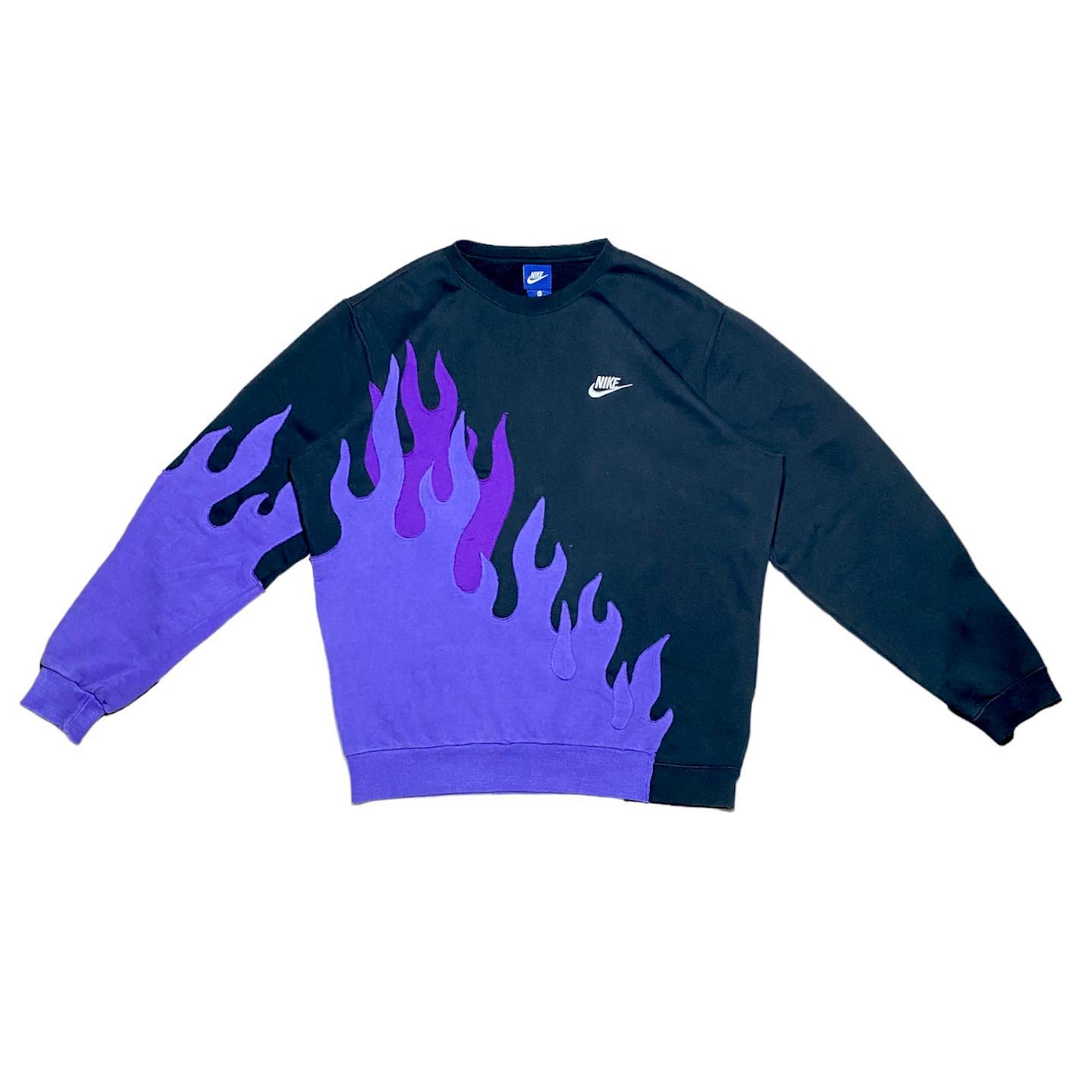 Reworked Nike Purple Flames Sweatshirt