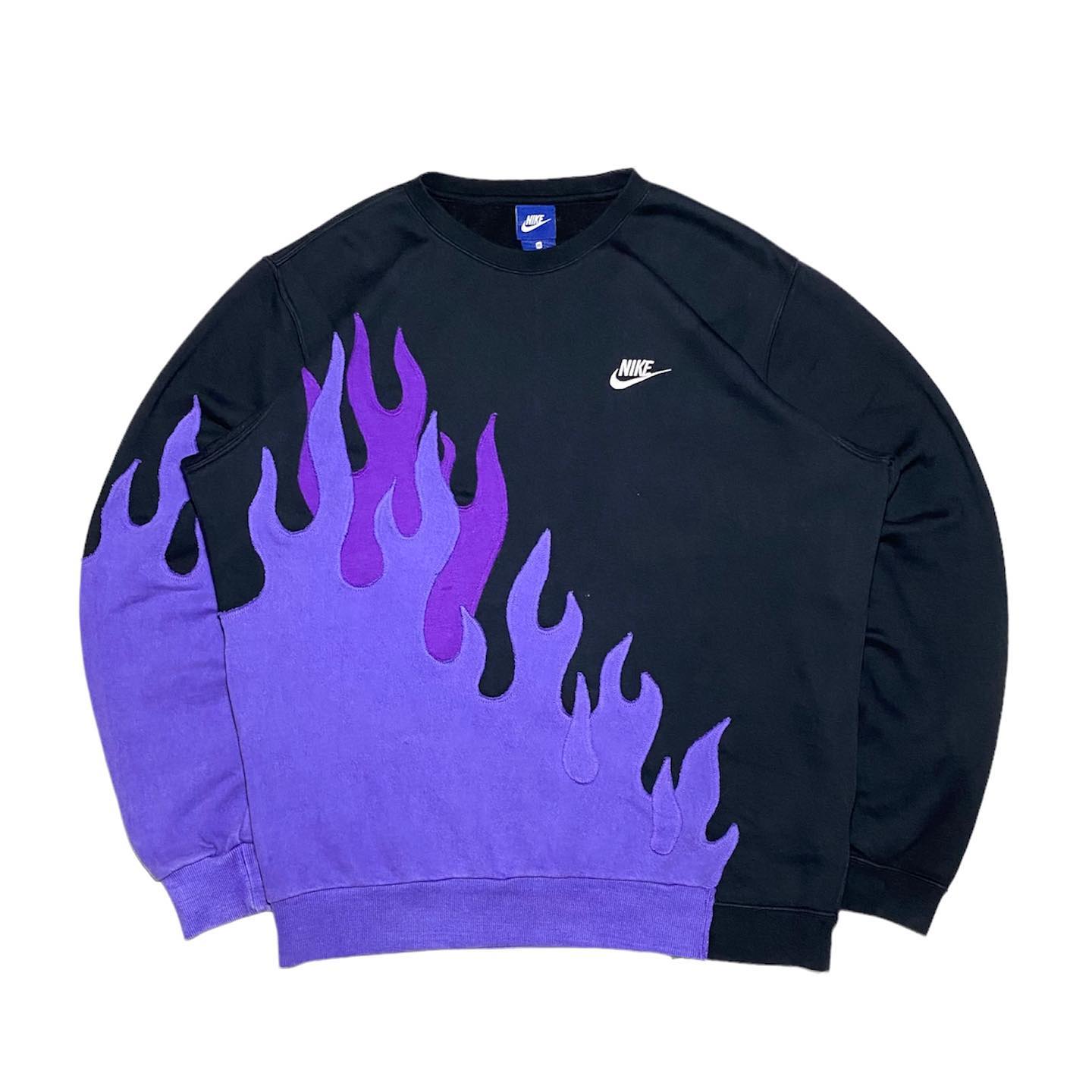 Reworked Nike Purple Flames Sweatshirt