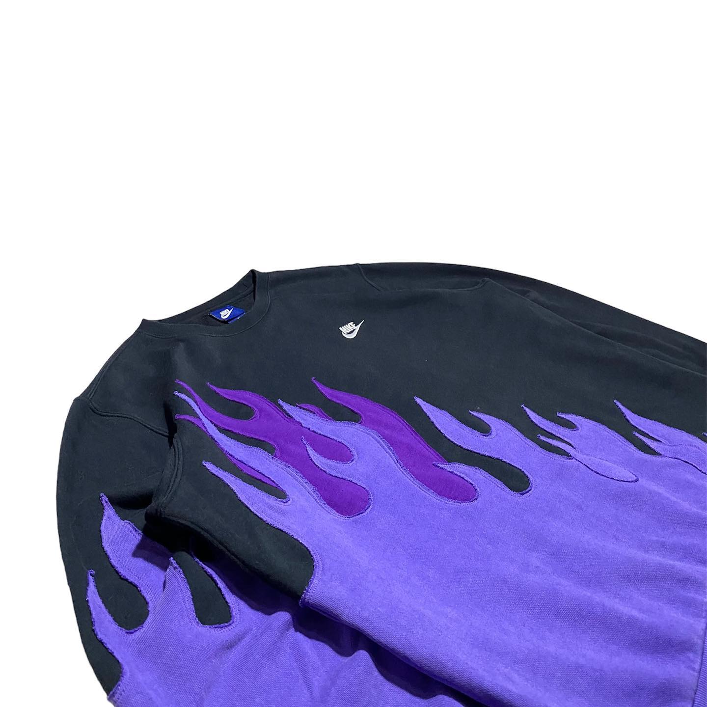 Reworked Nike Purple Flames Sweatshirt