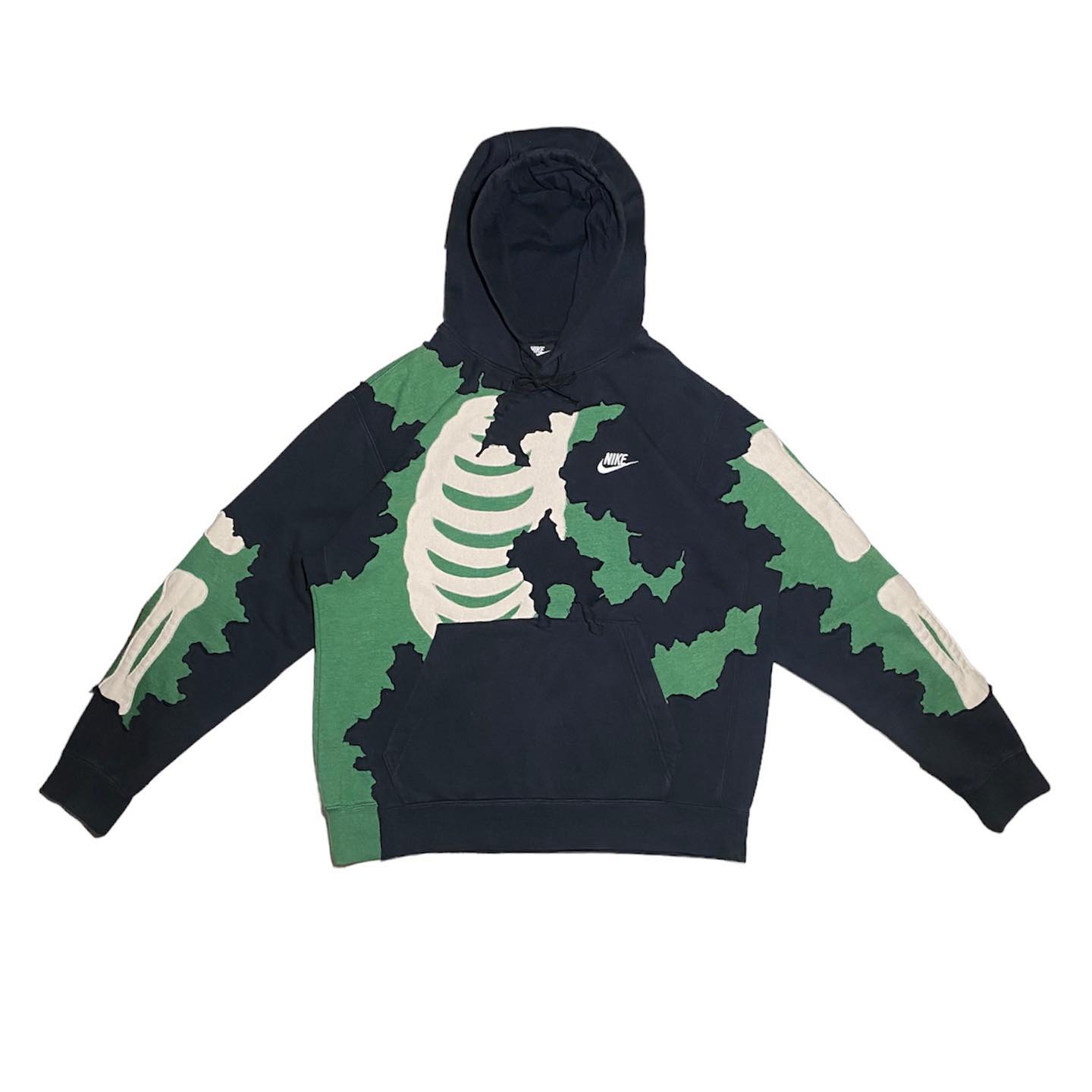 Reworked Nike Skeleton Scratch Hoodie Green