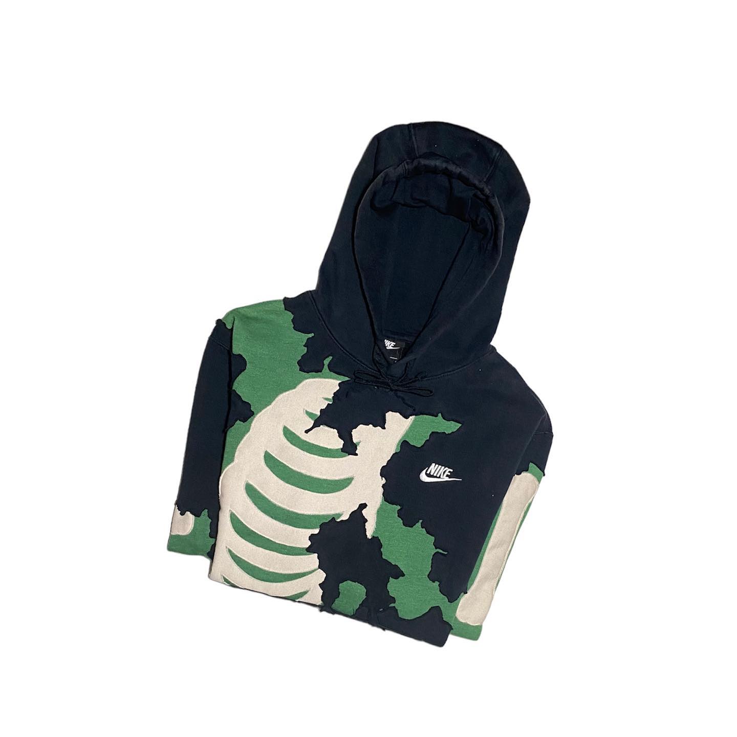 Reworked Nike Skeleton Scratch Hoodie Green