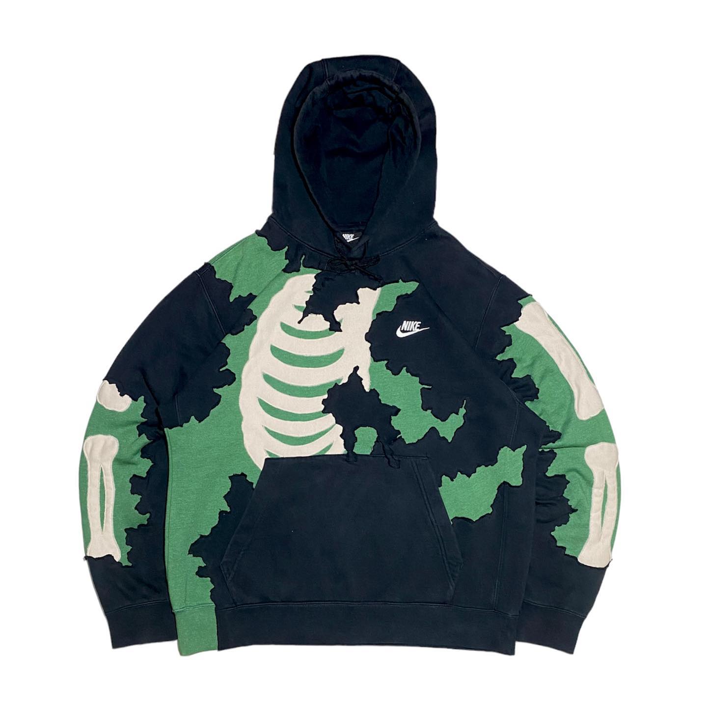 Reworked Nike Skeleton Scratch Hoodie Green