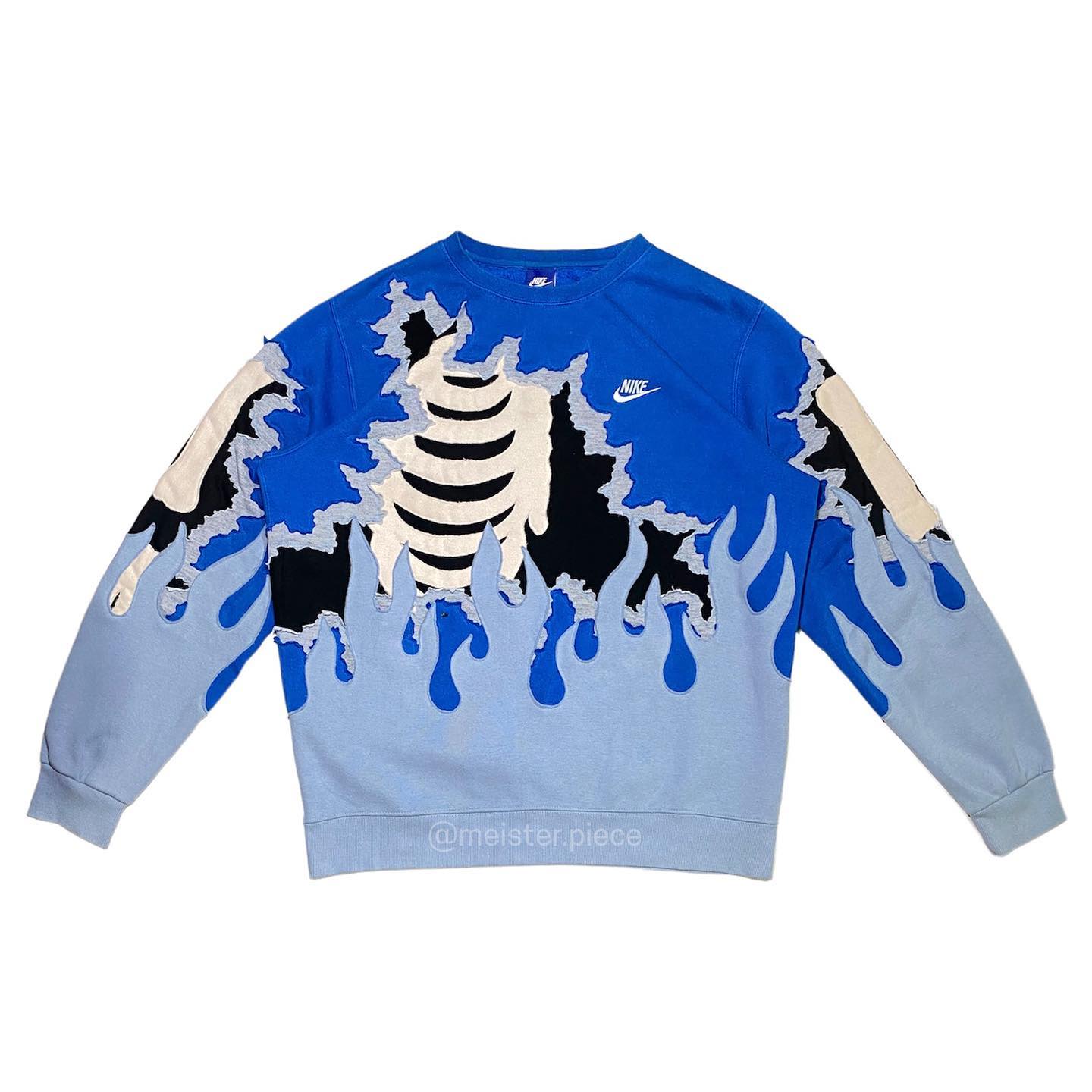 Reworked Nike Skeleton Scars Sweatshirt Blue