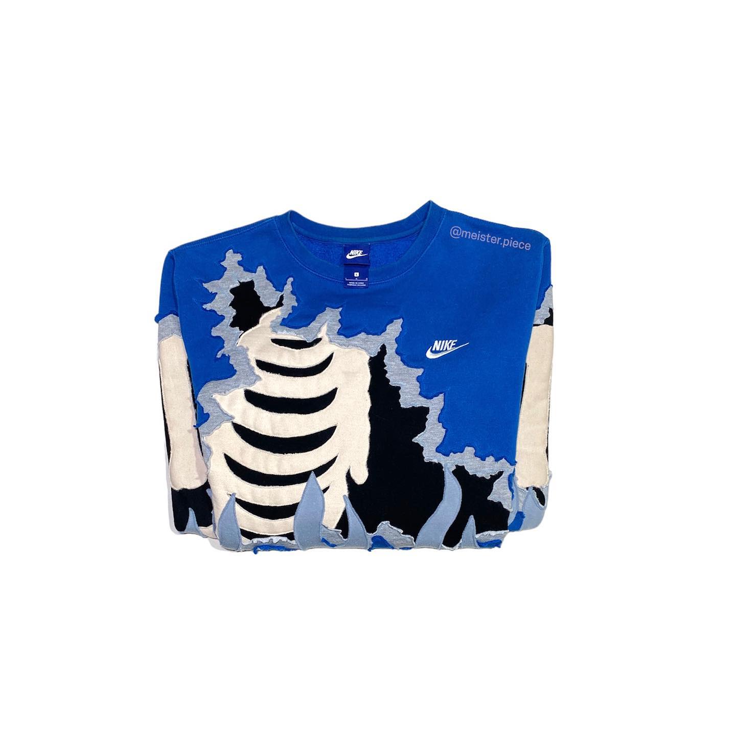 Reworked Nike Skeleton Scars Sweatshirt Blue