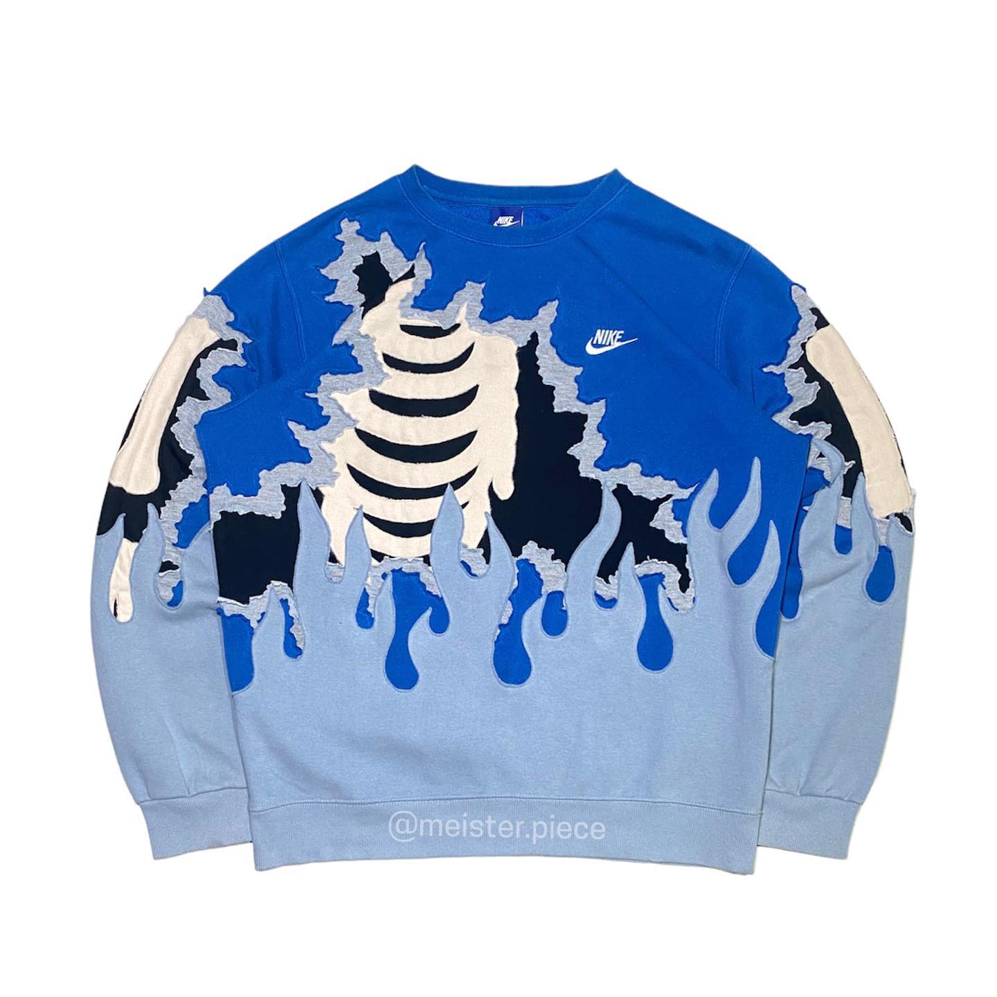 Reworked Nike Skeleton Scars Sweatshirt Blue