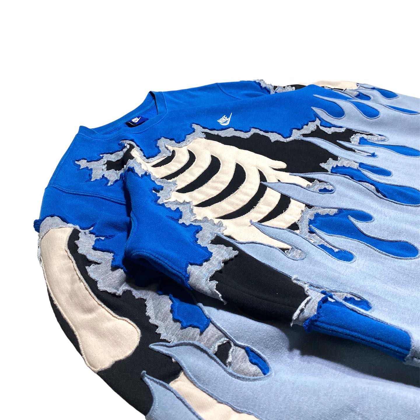 Reworked Nike Skeleton Scars Sweatshirt Blue