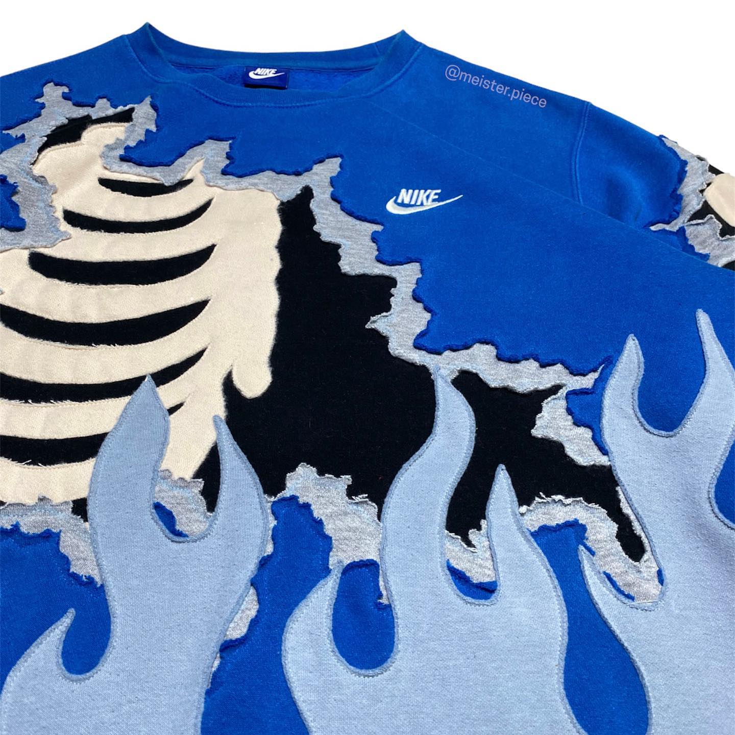 Reworked Nike Skeleton Scars Sweatshirt Blue