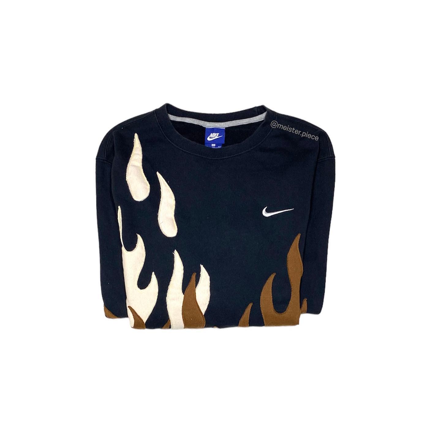 Reworked Nike Flames Choco Sweatshirt Black