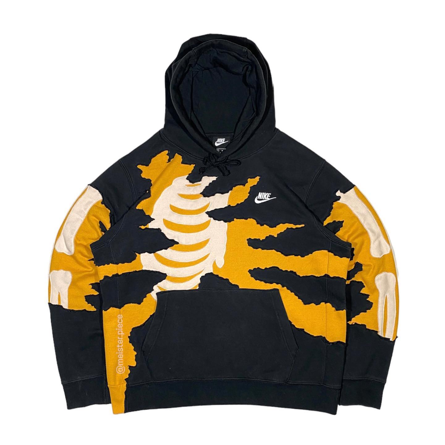 Reworked Nike Skeleton Scratch Hoodie Black/Yellow