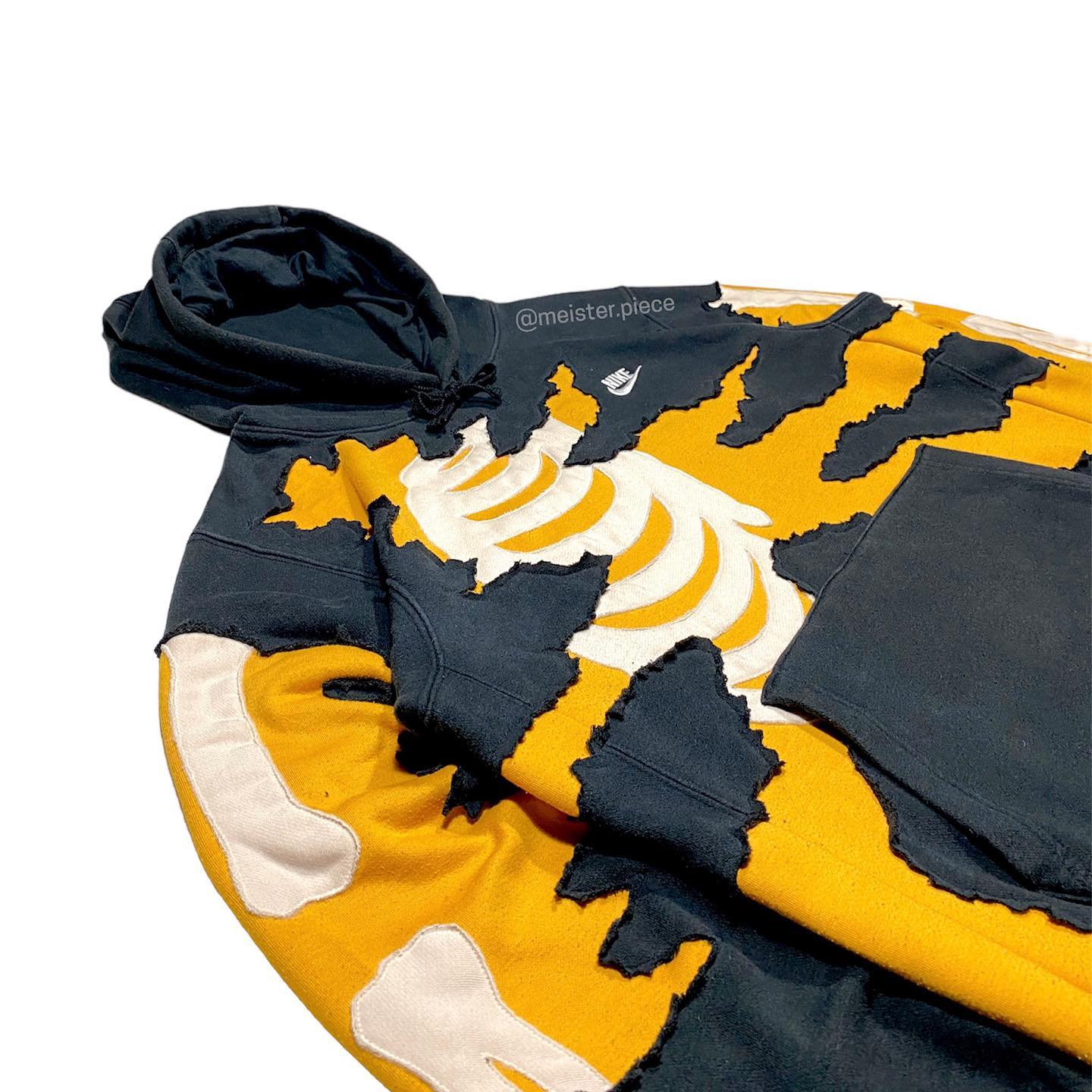 Reworked Nike Skeleton Scratch Hoodie Black/Yellow