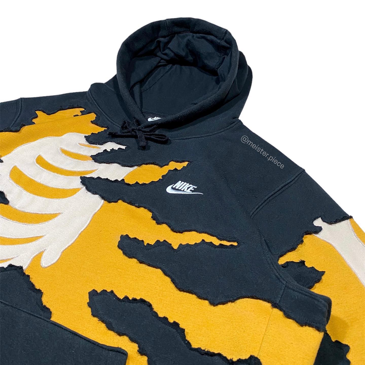 Reworked Nike Skeleton Scratch Hoodie Black/Yellow