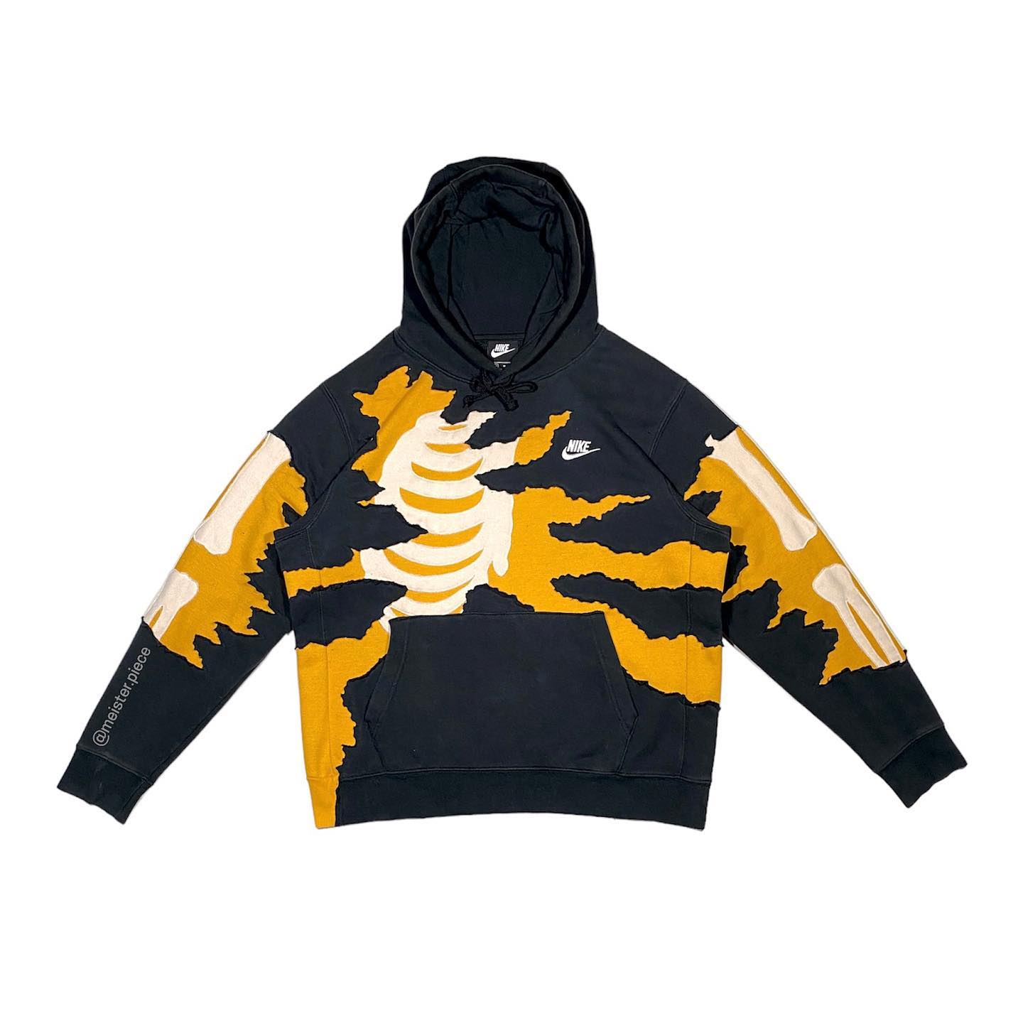 Reworked Nike Skeleton Scratch Hoodie Black/Yellow