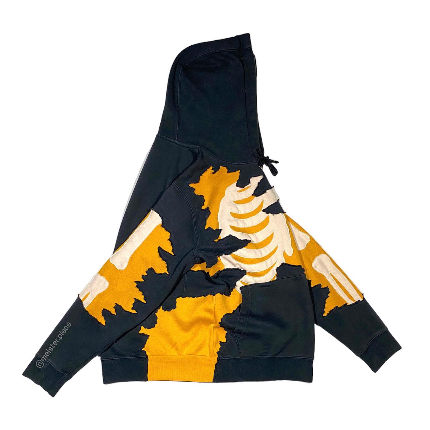 Reworked Nike Skeleton Scratch Hoodie Black/Yellow