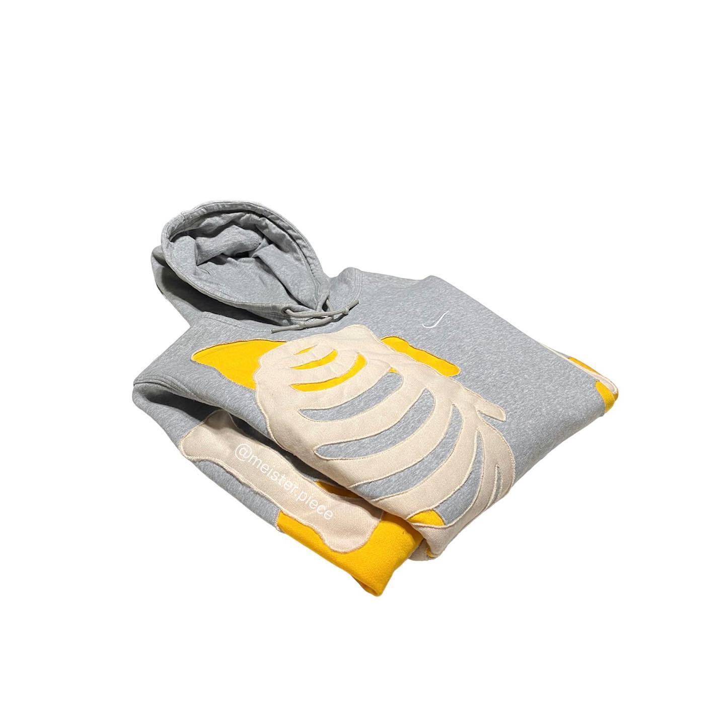 Reworked Nike Skeleton Scratch Hoodie Gray/Yellow