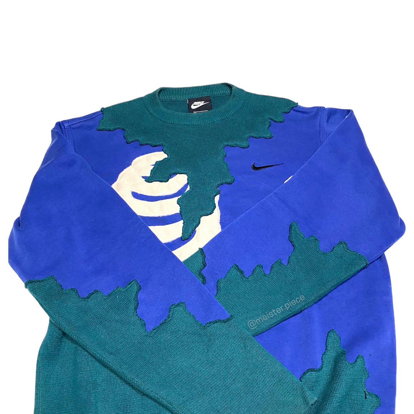 Reworked Nike Skeleton Scratch Sweatshirt Green/Blue