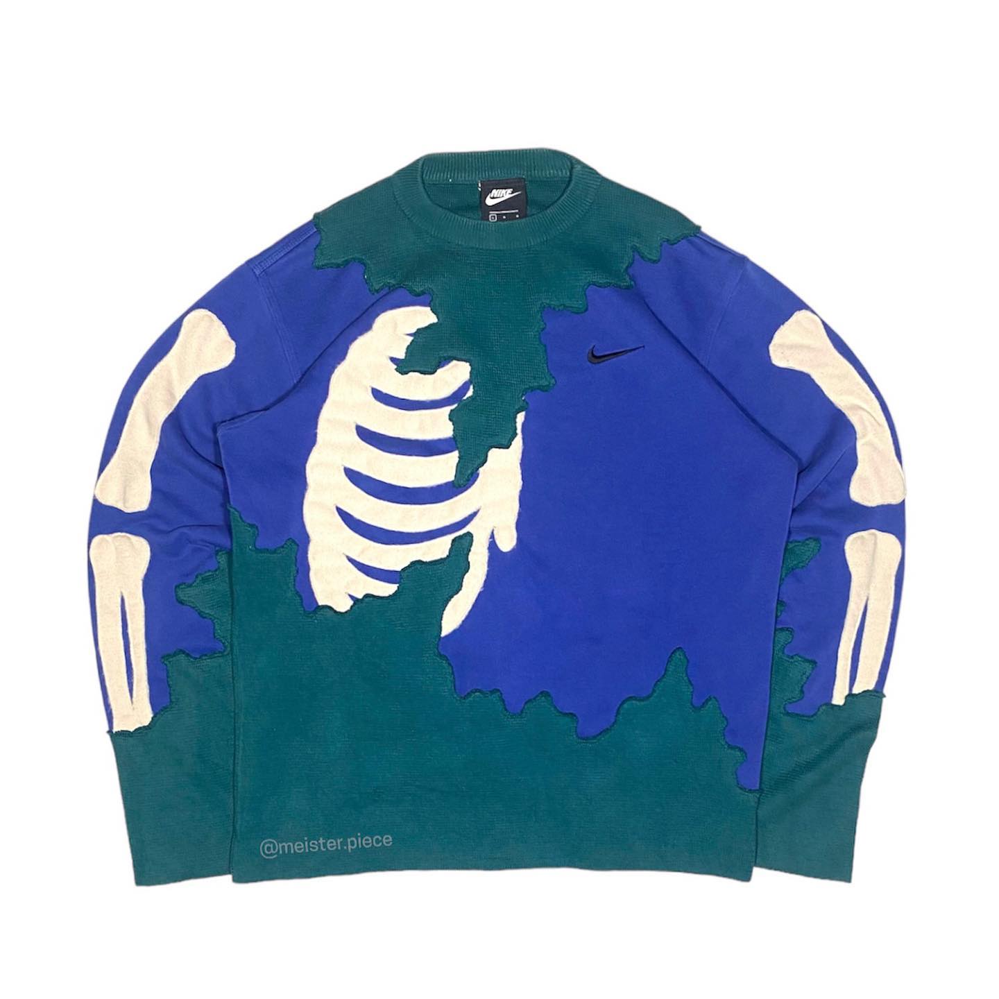 Reworked Nike Skeleton Scratch Sweatshirt Green/Blue