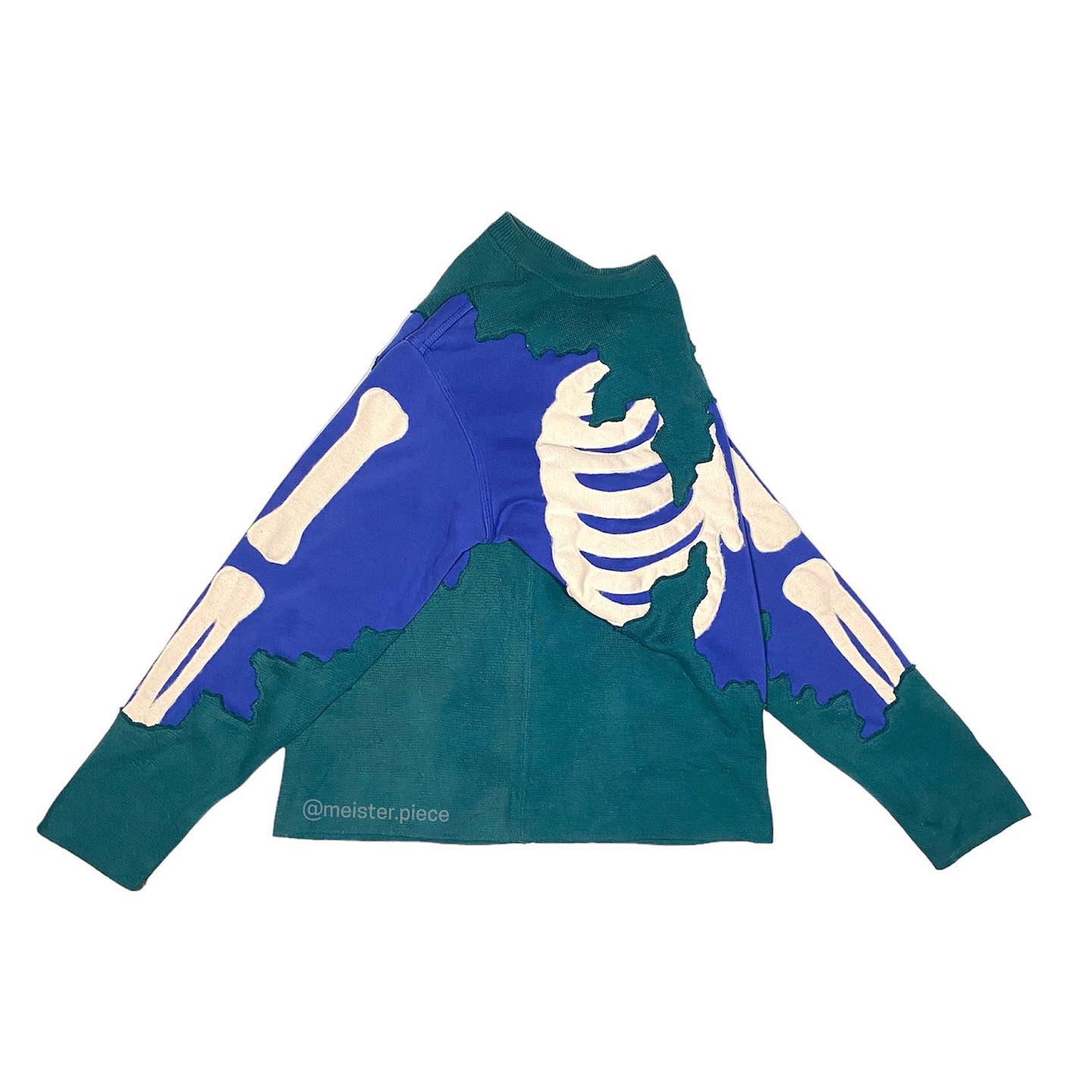 Reworked Nike Skeleton Scratch Sweatshirt Green/Blue