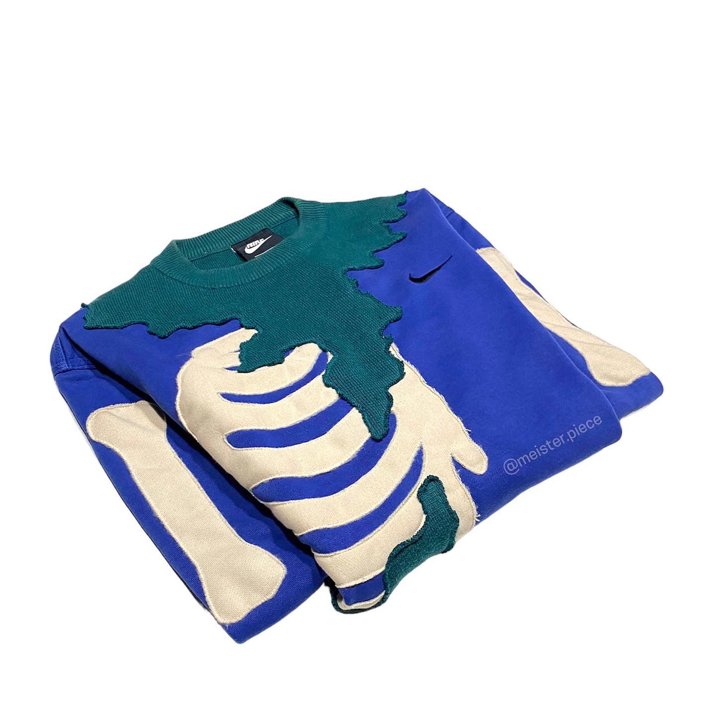 Reworked Nike Skeleton Scratch Sweatshirt Green/Blue