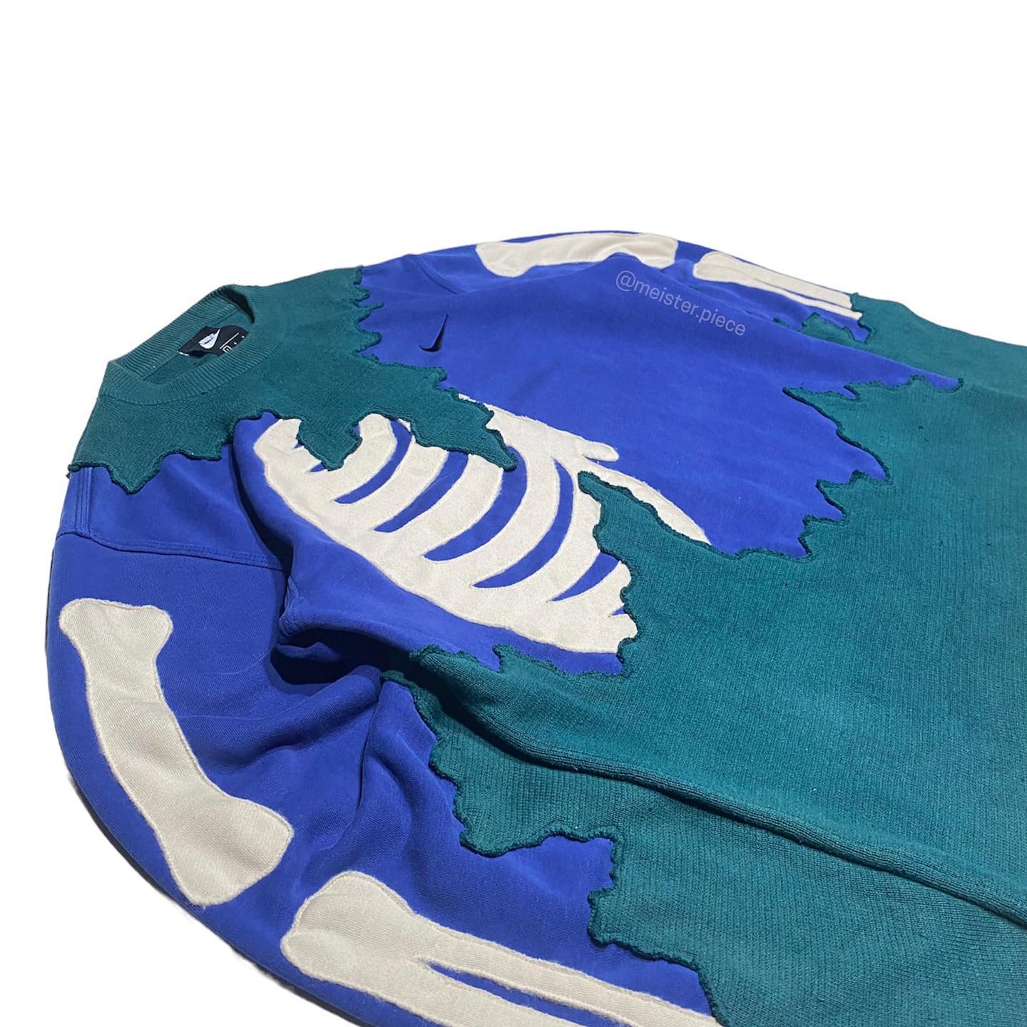 Reworked Nike Skeleton Scratch Sweatshirt Green/Blue