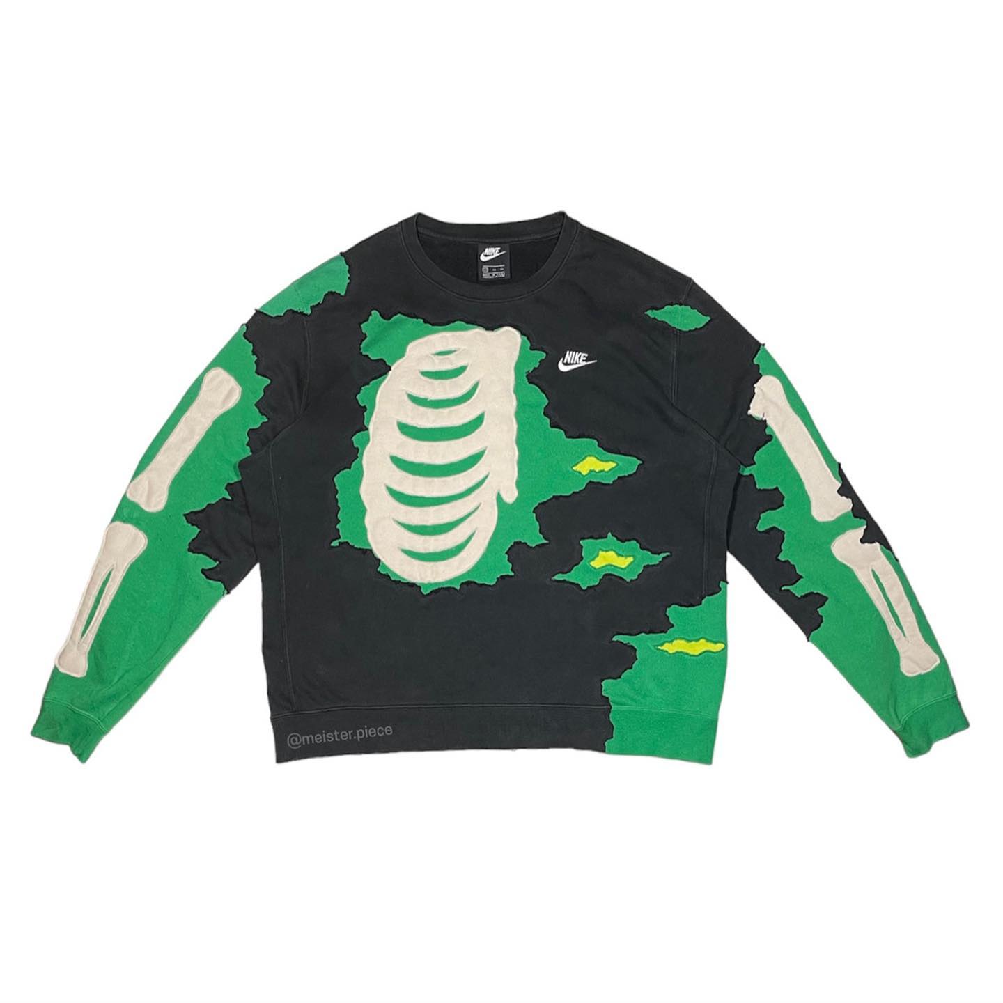 Reworked Nike Skeleton Glow Sweatshirt Black/Green