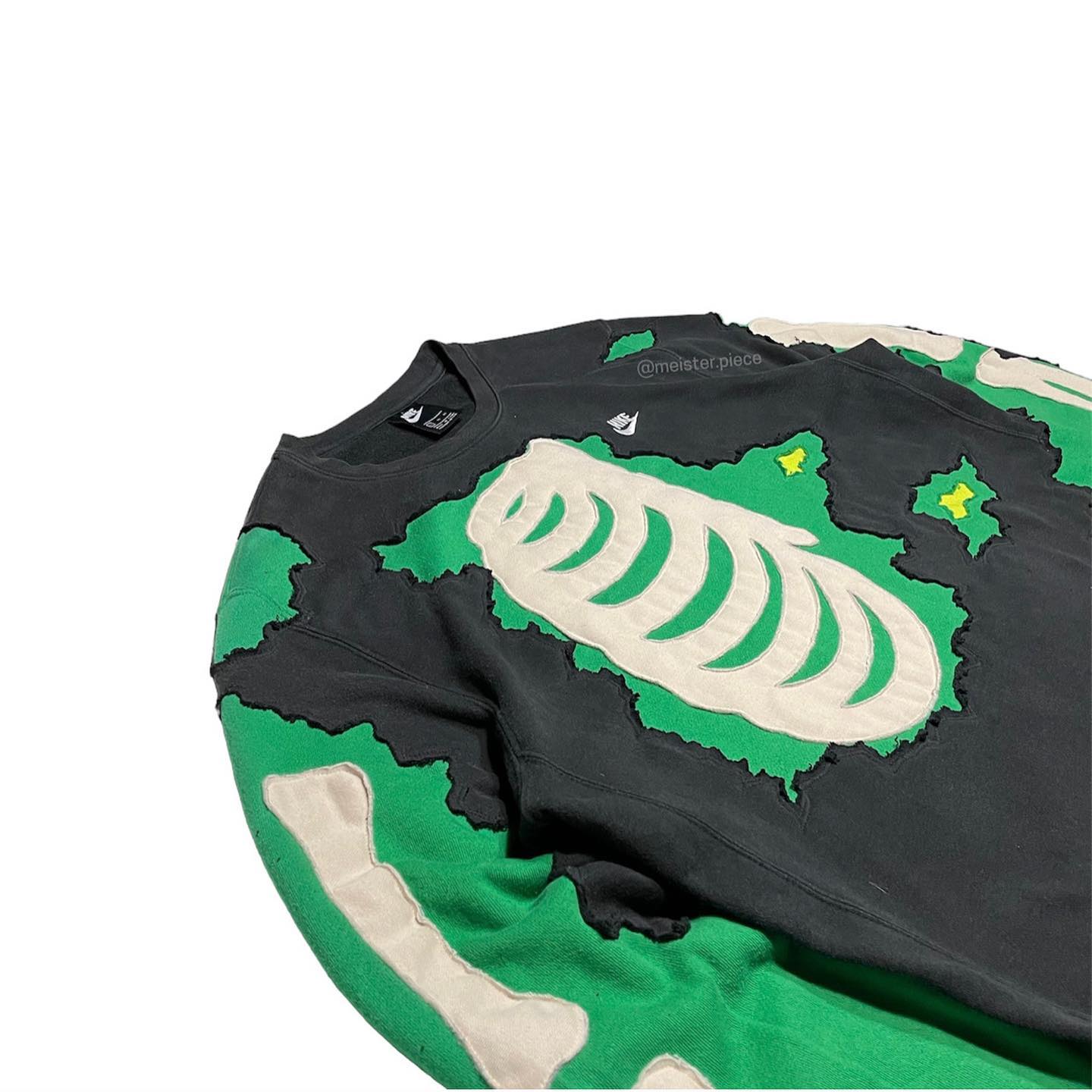 Reworked Nike Skeleton Glow Sweatshirt Black/Green