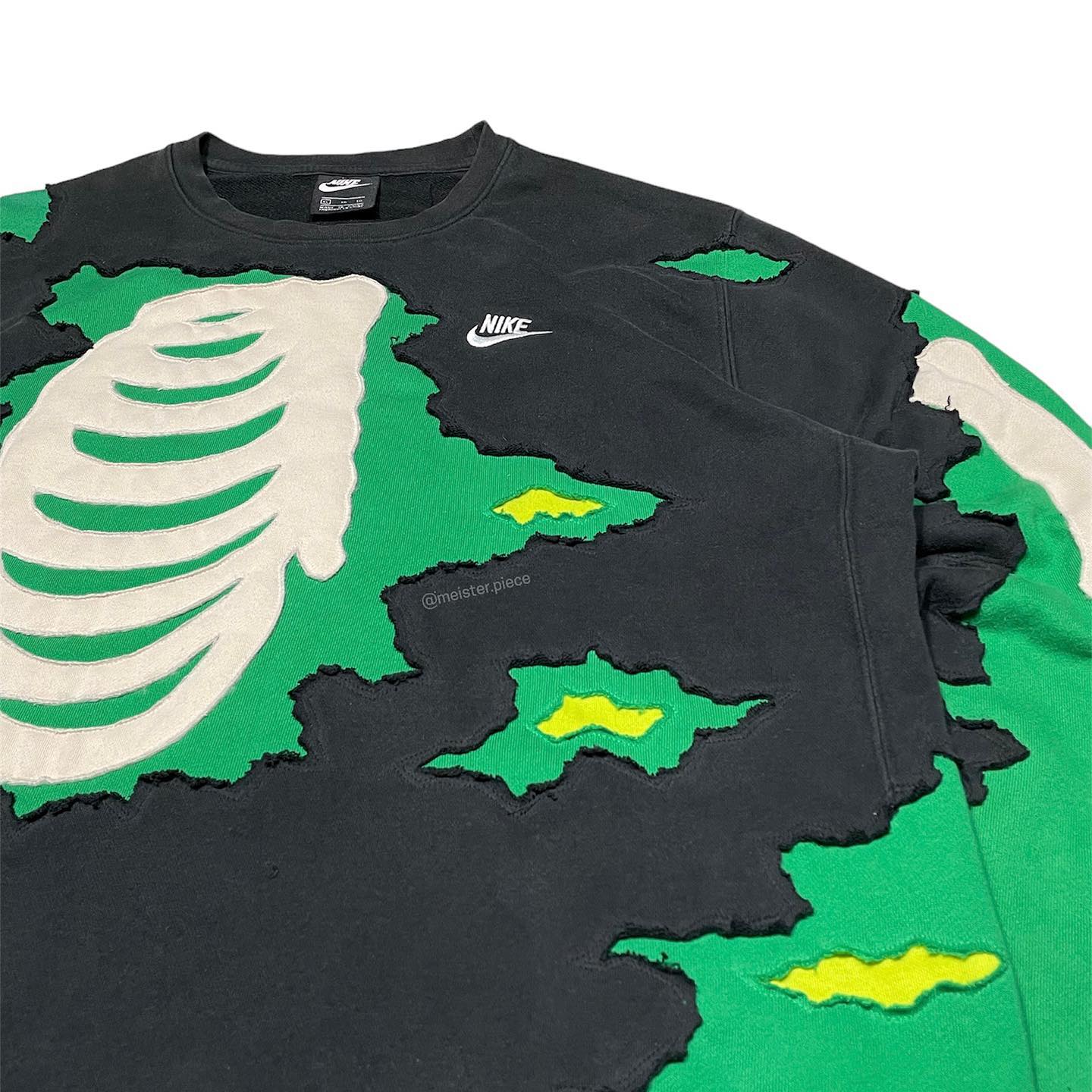 Reworked Nike Skeleton Glow Sweatshirt Black/Green