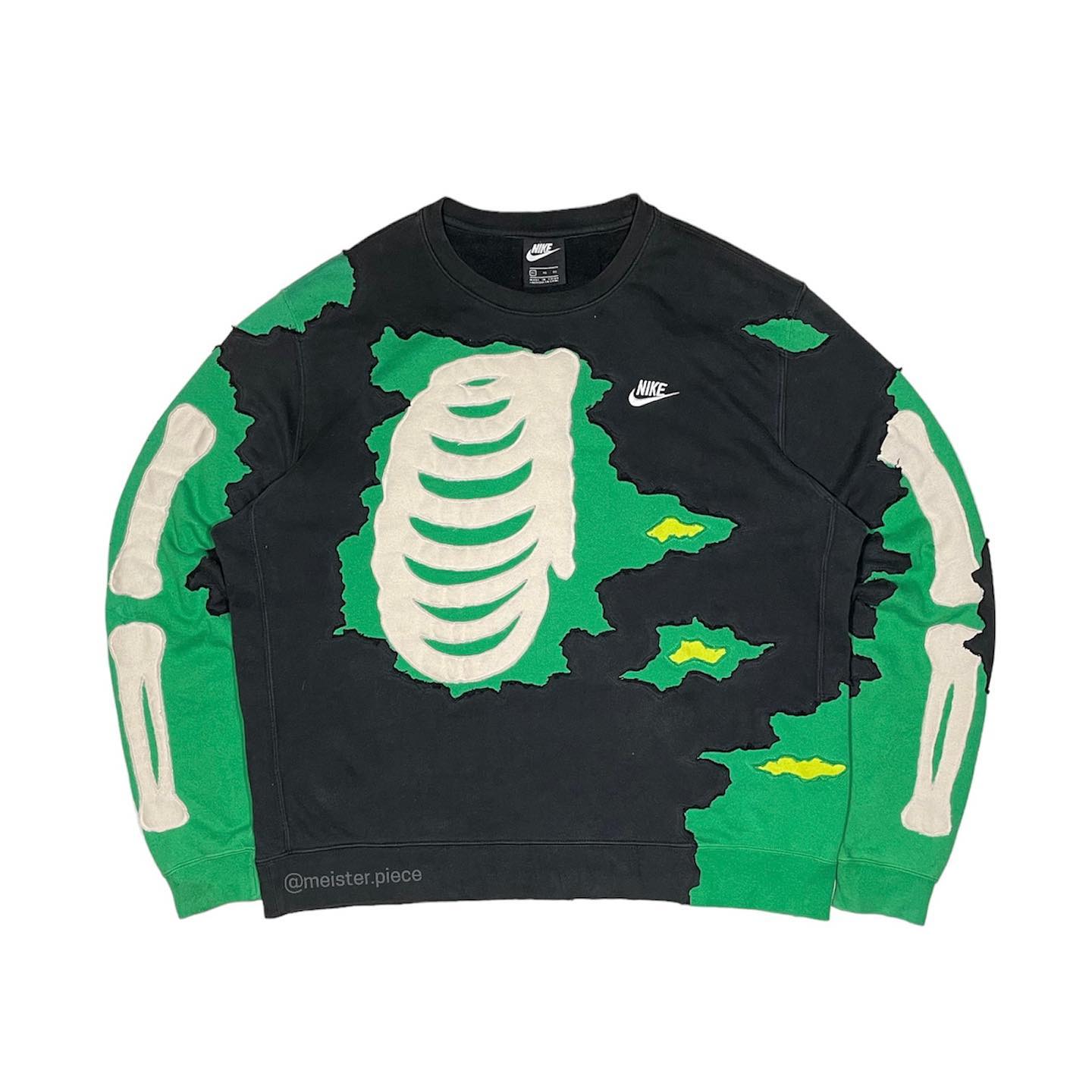 Reworked Nike Skeleton Glow Sweatshirt Black/Green