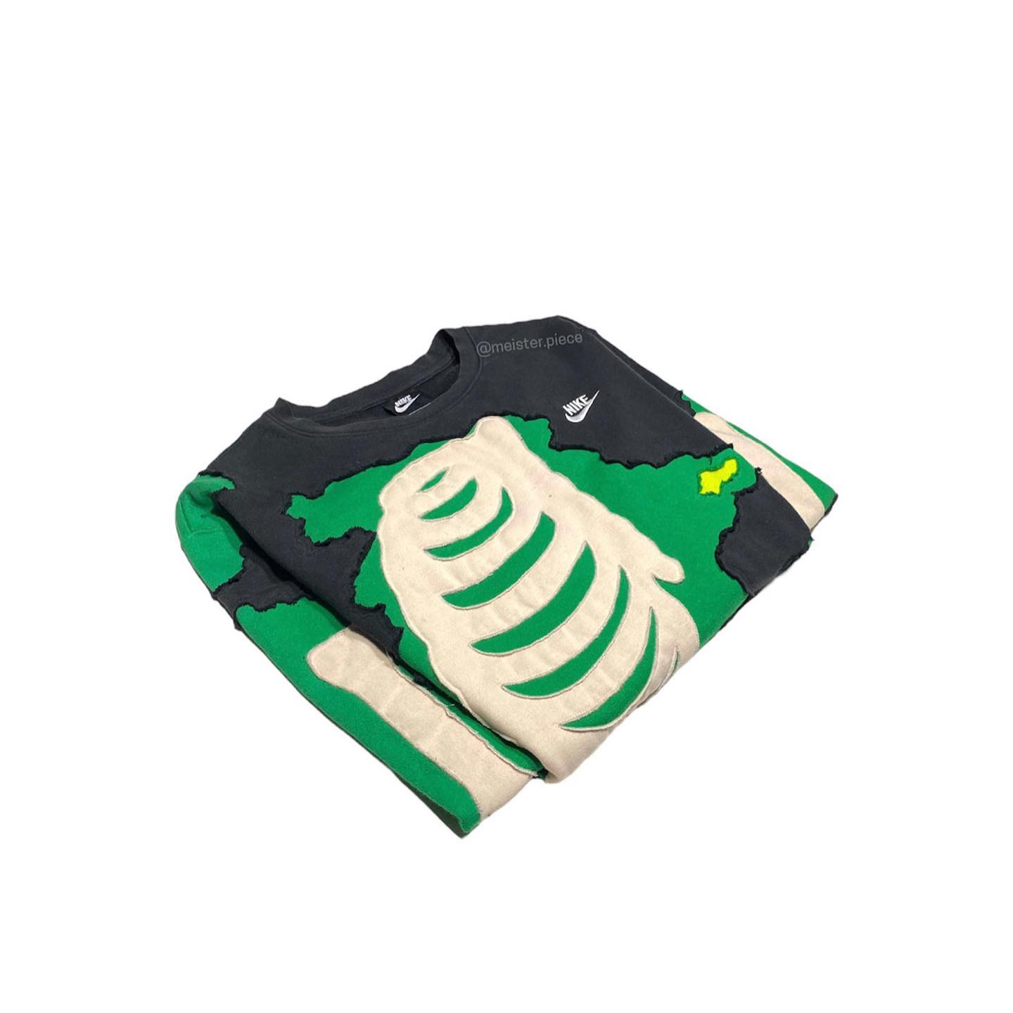 Reworked Nike Skeleton Glow Sweatshirt Black/Green