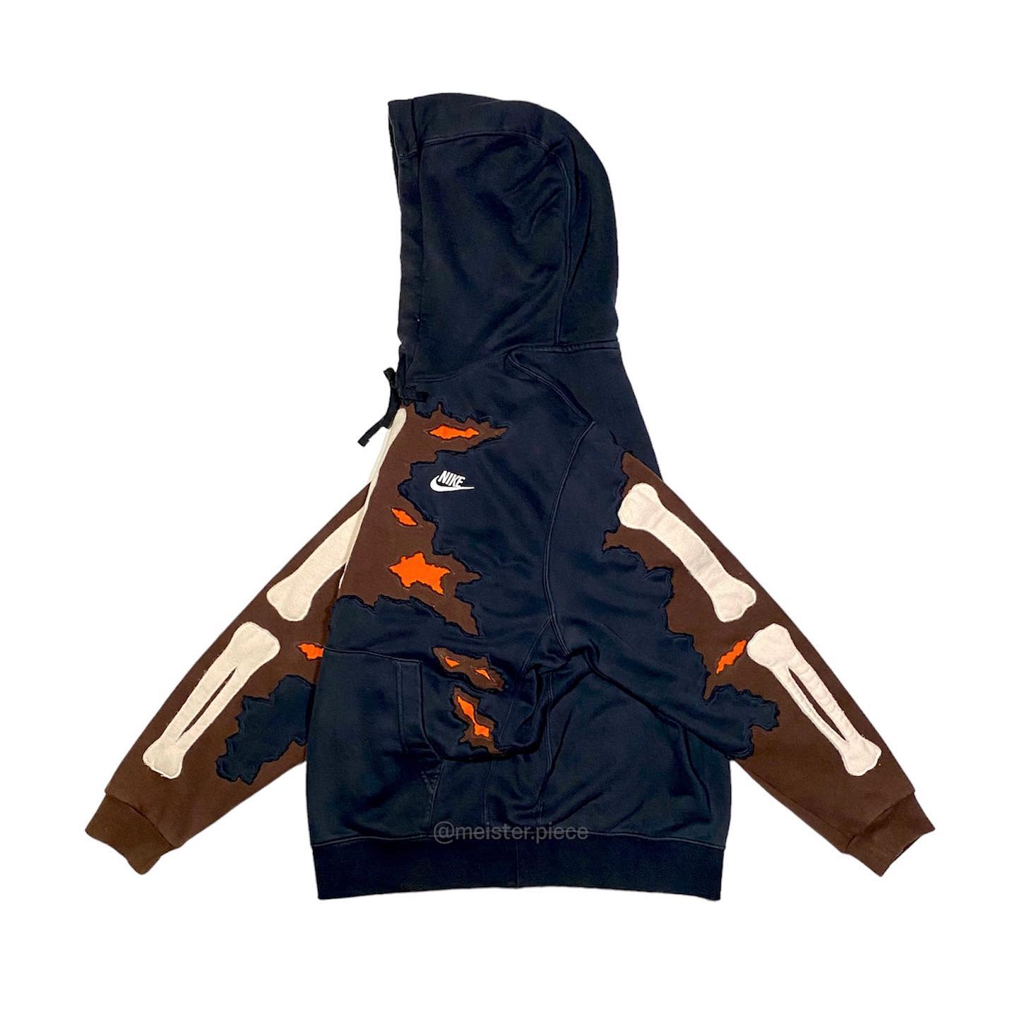 Reworked Nike Skeleton Scratch Hoodie Black/Brown/Orange