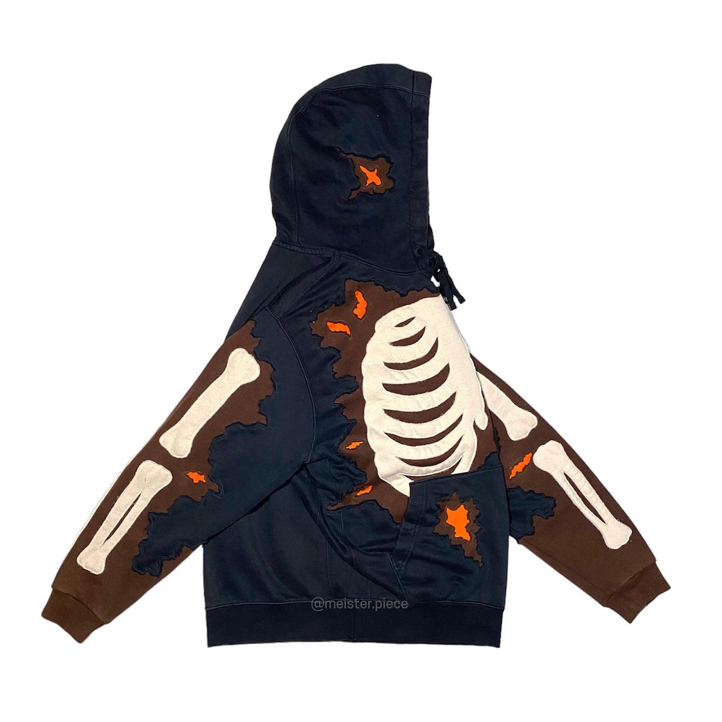 Reworked Nike Skeleton Scratch Hoodie Black/Brown/Orange