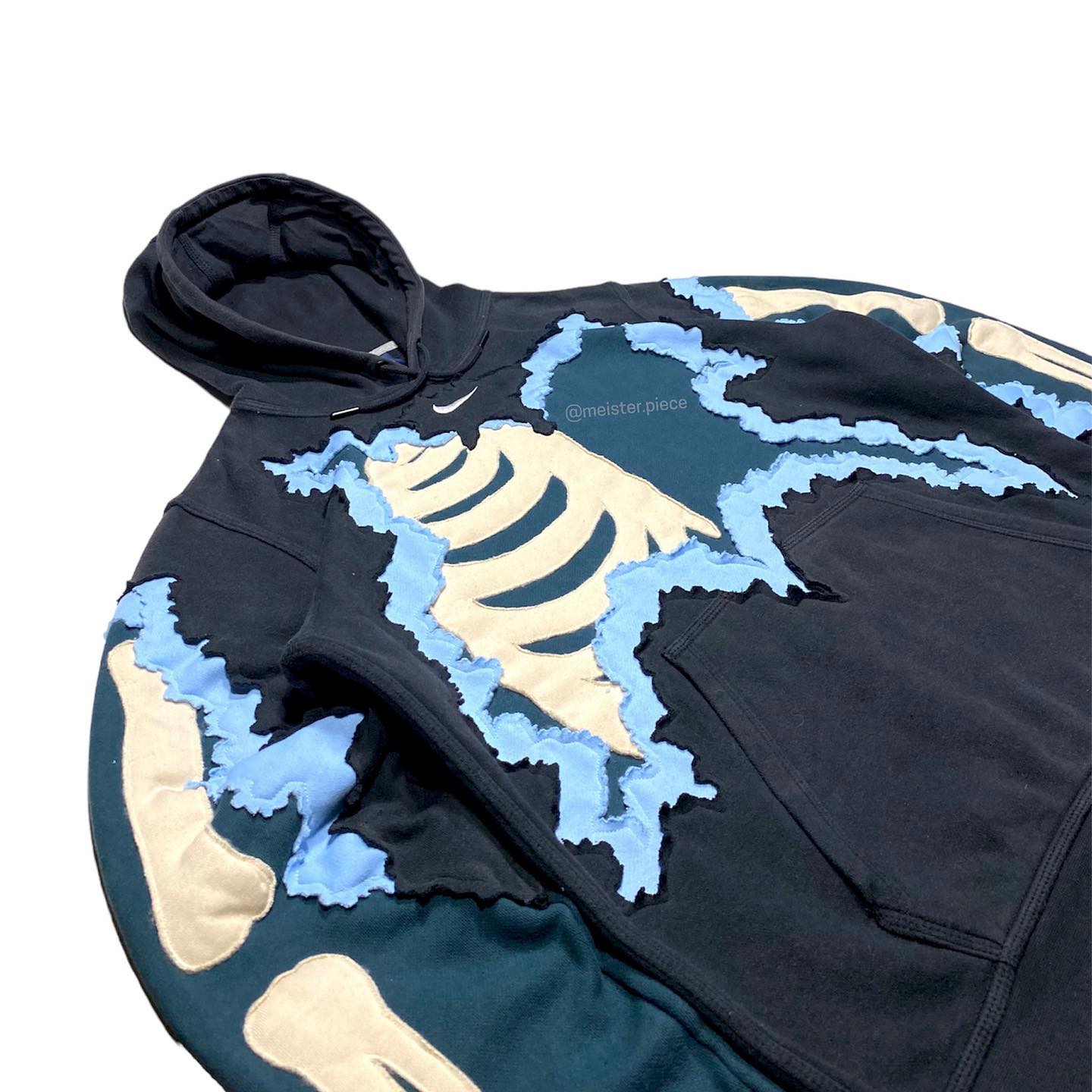 Reworked Nike Skeleton Scratch Hoodie Black/Blue