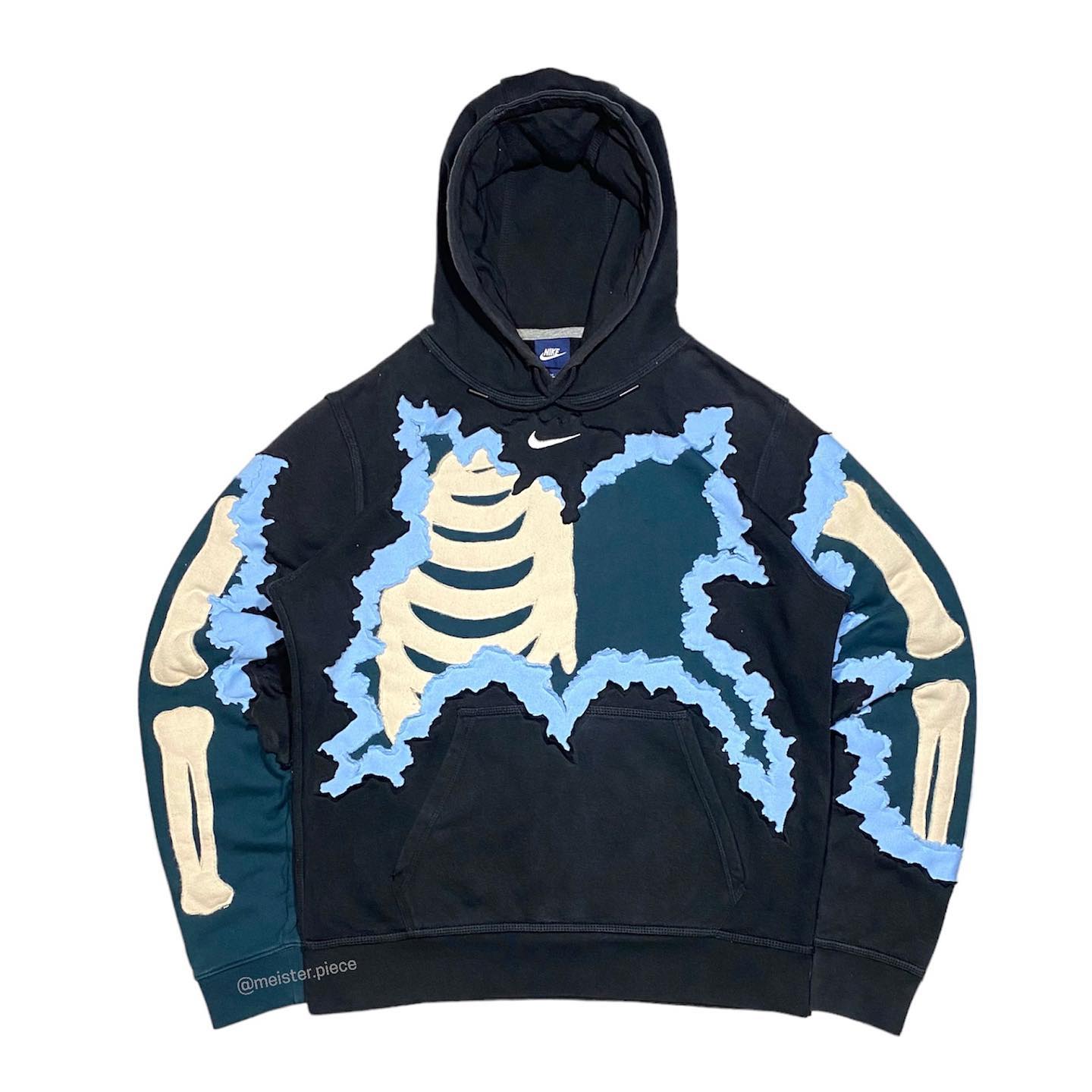 Reworked Nike Skeleton Scratch Hoodie Black/Blue