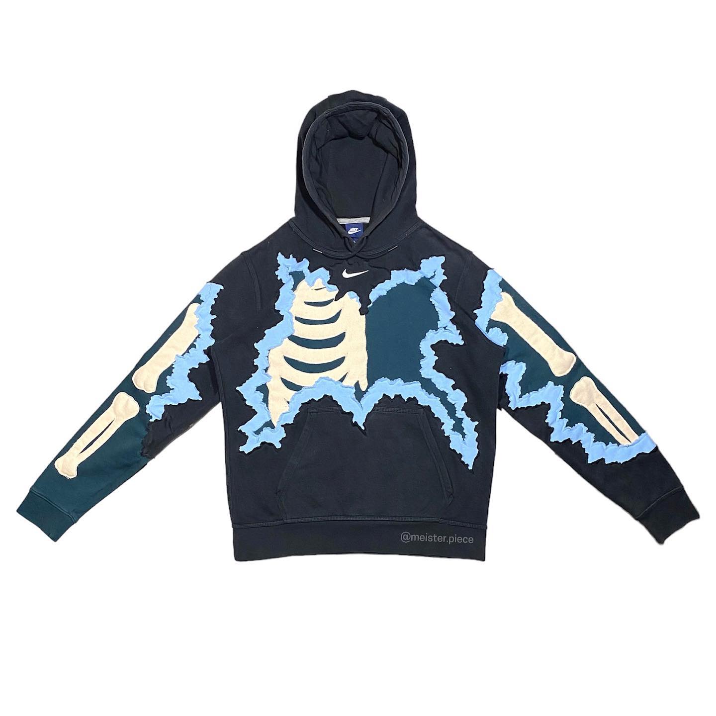 Reworked Nike Skeleton Scratch Hoodie Black/Blue