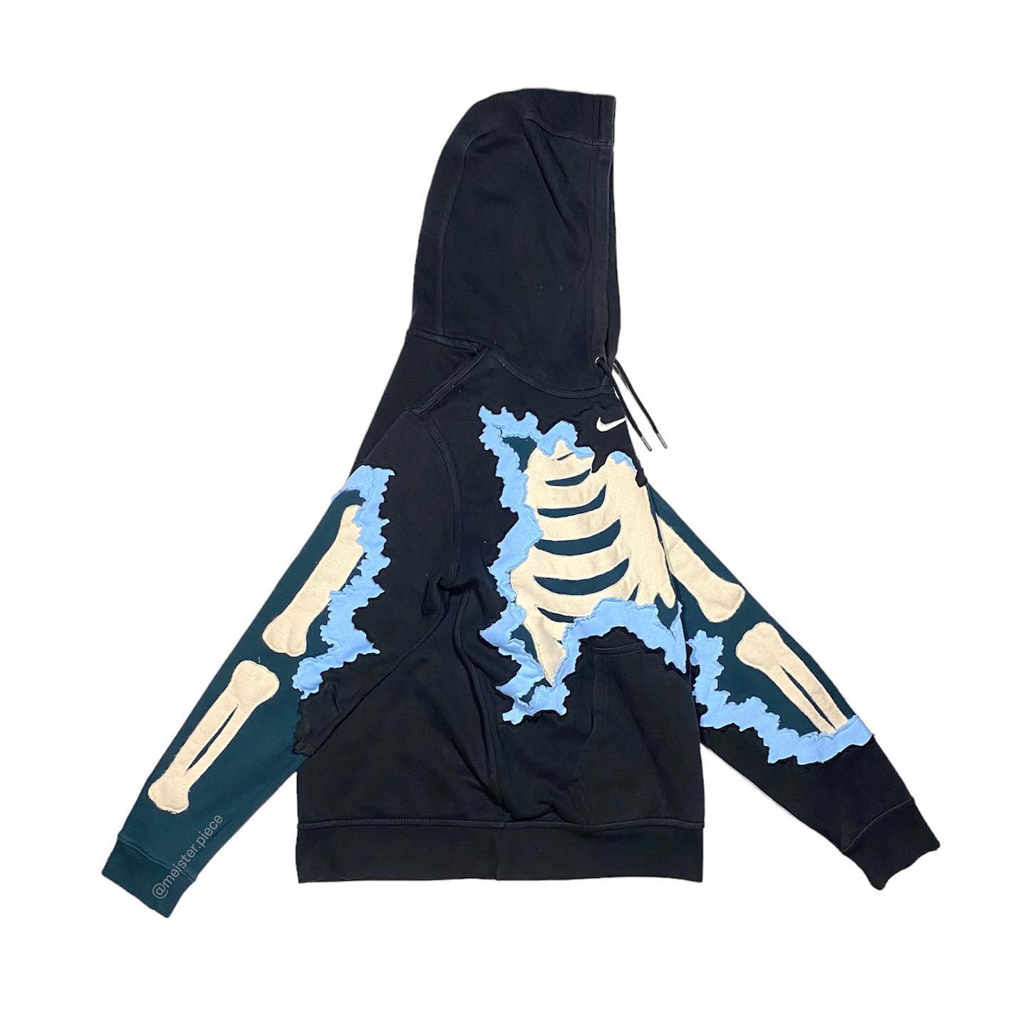 Reworked Nike Skeleton Scratch Hoodie Black/Blue