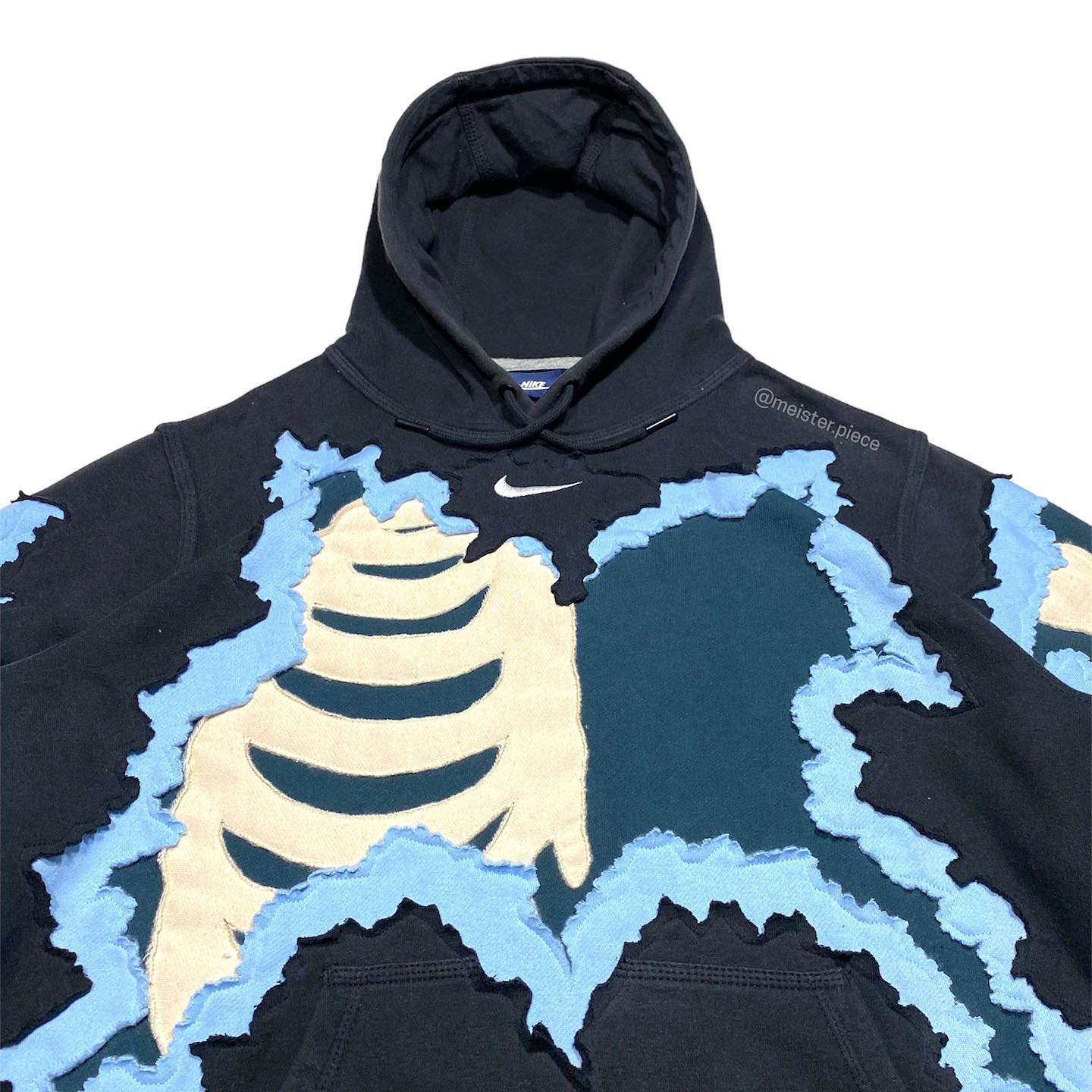 Reworked Nike Skeleton Scratch Hoodie Black/Blue