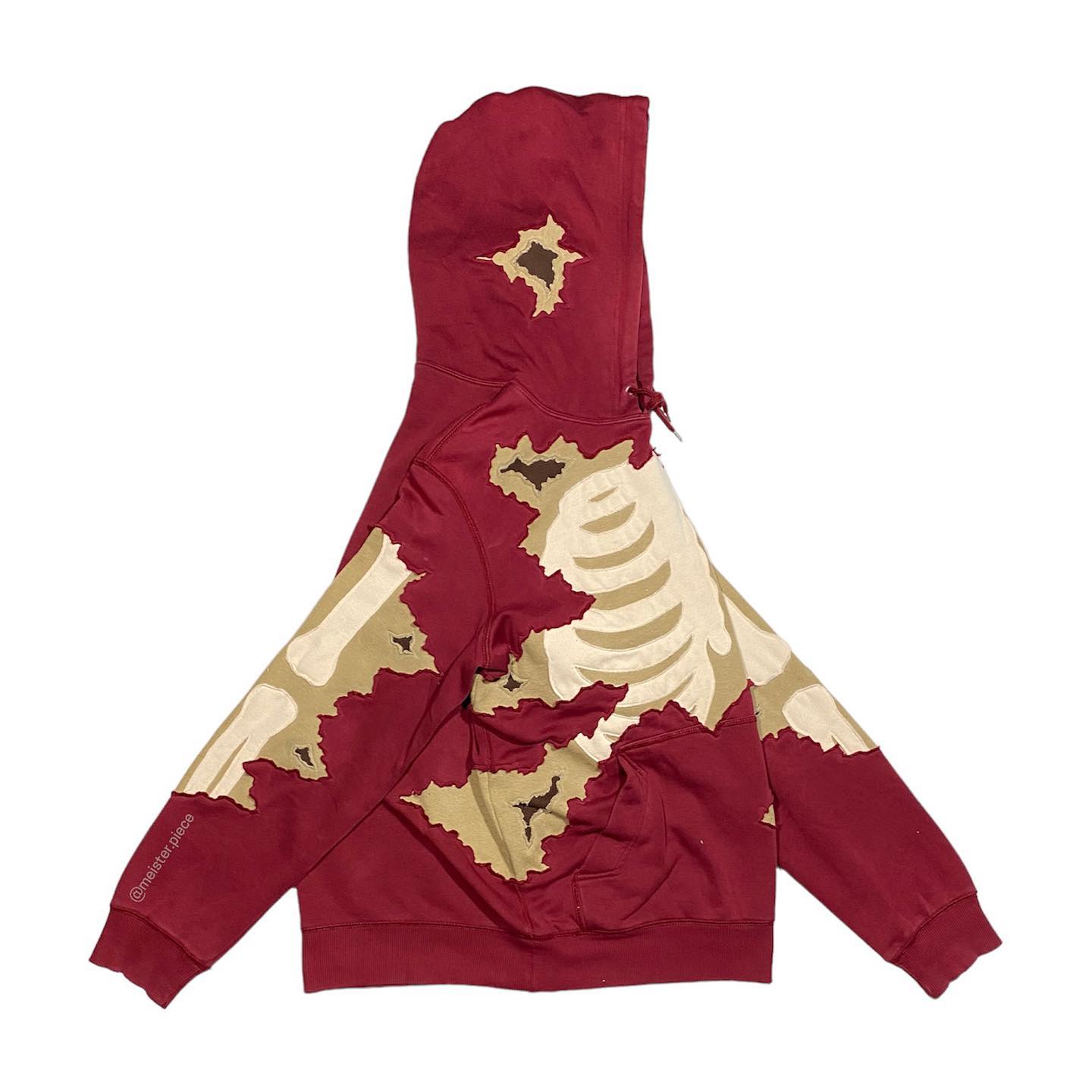 Reworked Nike Skeleton Inside Hoodie Red