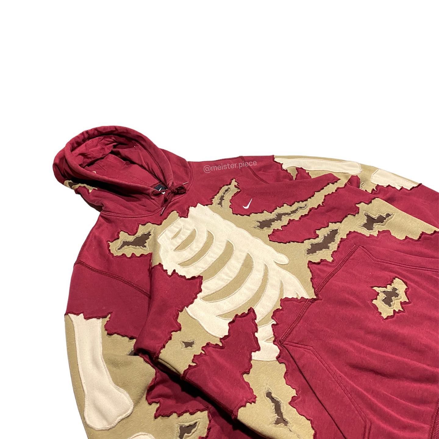 Reworked Nike Skeleton Inside Hoodie Red