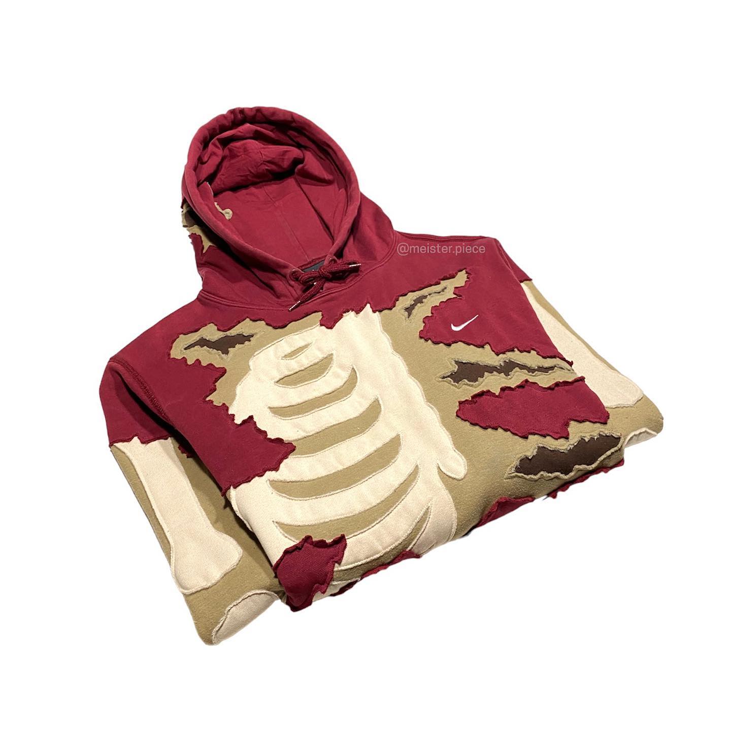 Reworked Nike Skeleton Inside Hoodie Red