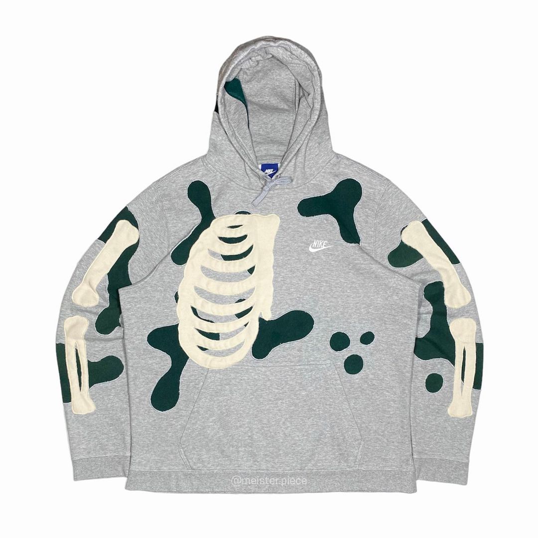 Reworked Nike Skeleton Inside Hoodie Gray